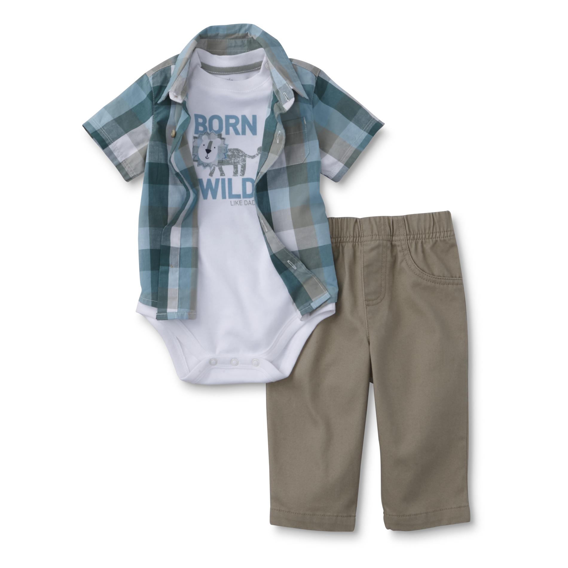 Little Wonders Newborn & Infant Boys' Shirt, Bodysuit & Pants - Born Wild Like Dad