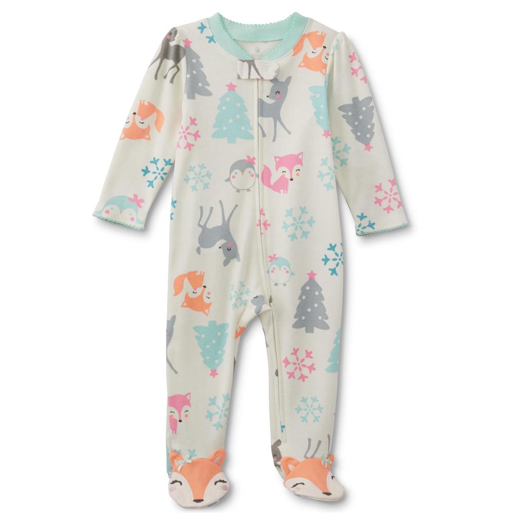 Small Wonders Newborn & Infant Girls' Sleeper Pajamas - Animals