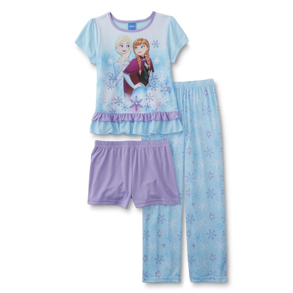 Disney Frozen Girls' Pajama Top, Pants & Shorts - Elsa & Anna