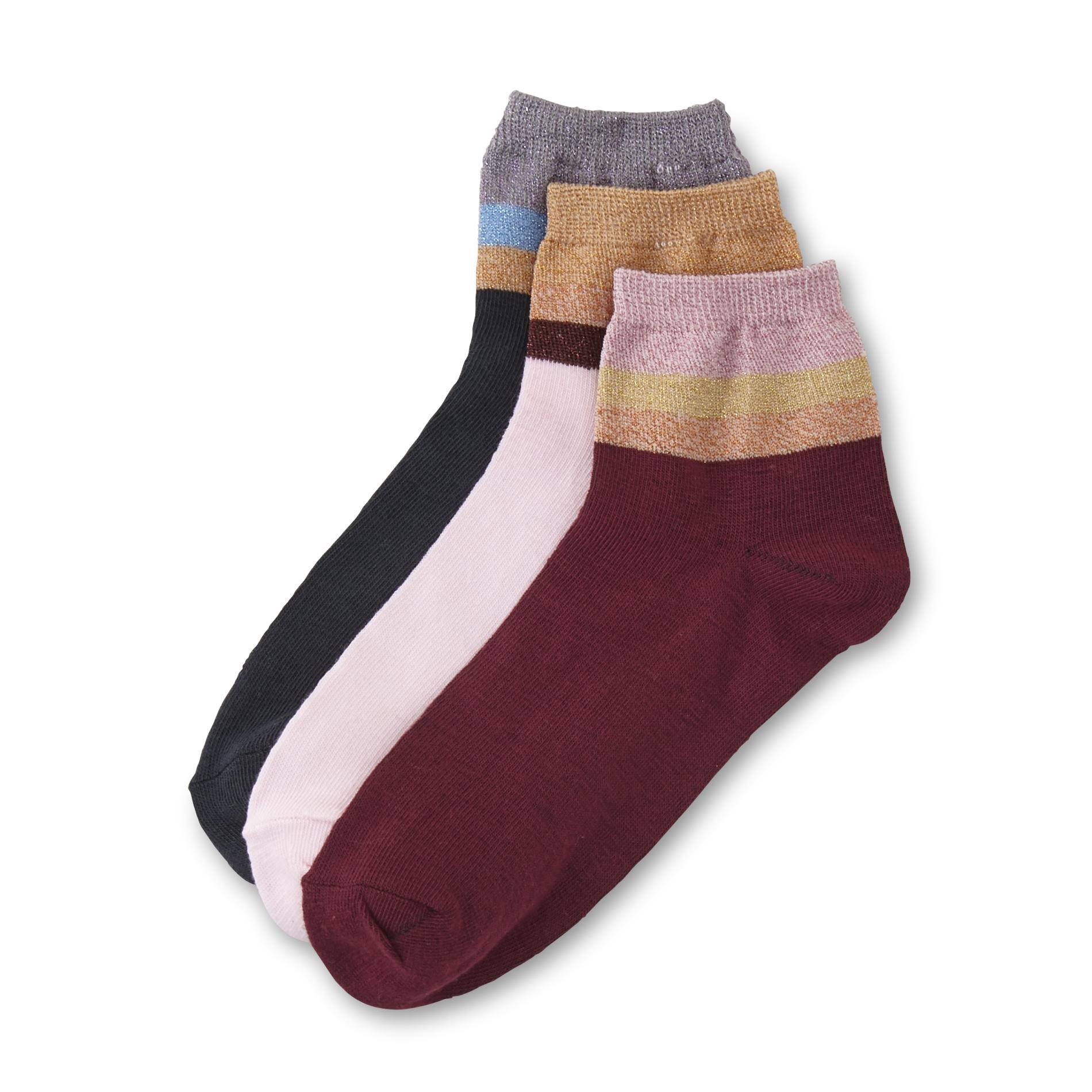 Women's 3-Pairs Quarter Socks - Striped