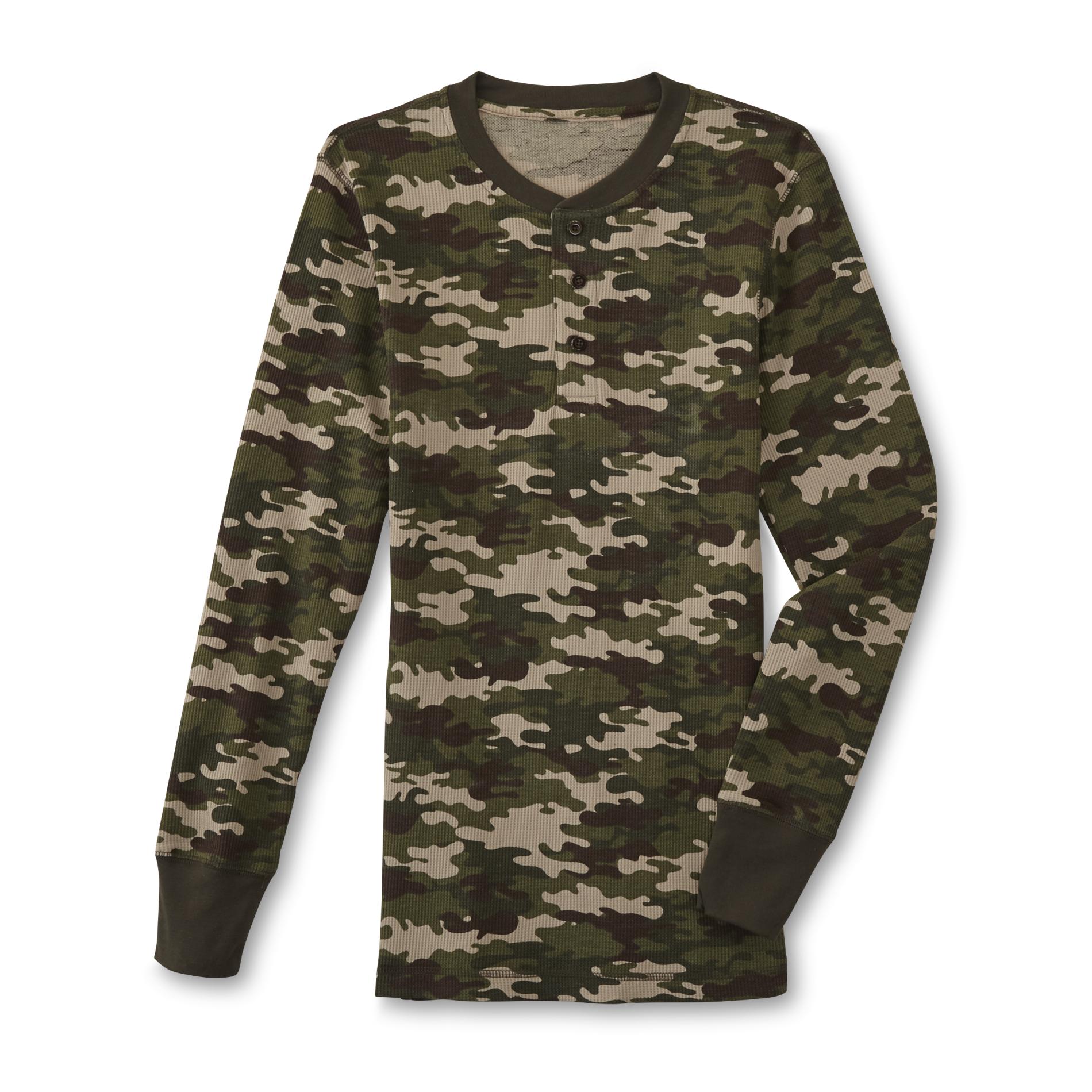 Joe Boxer Men's Thermal Henley Shirt - Camouflage