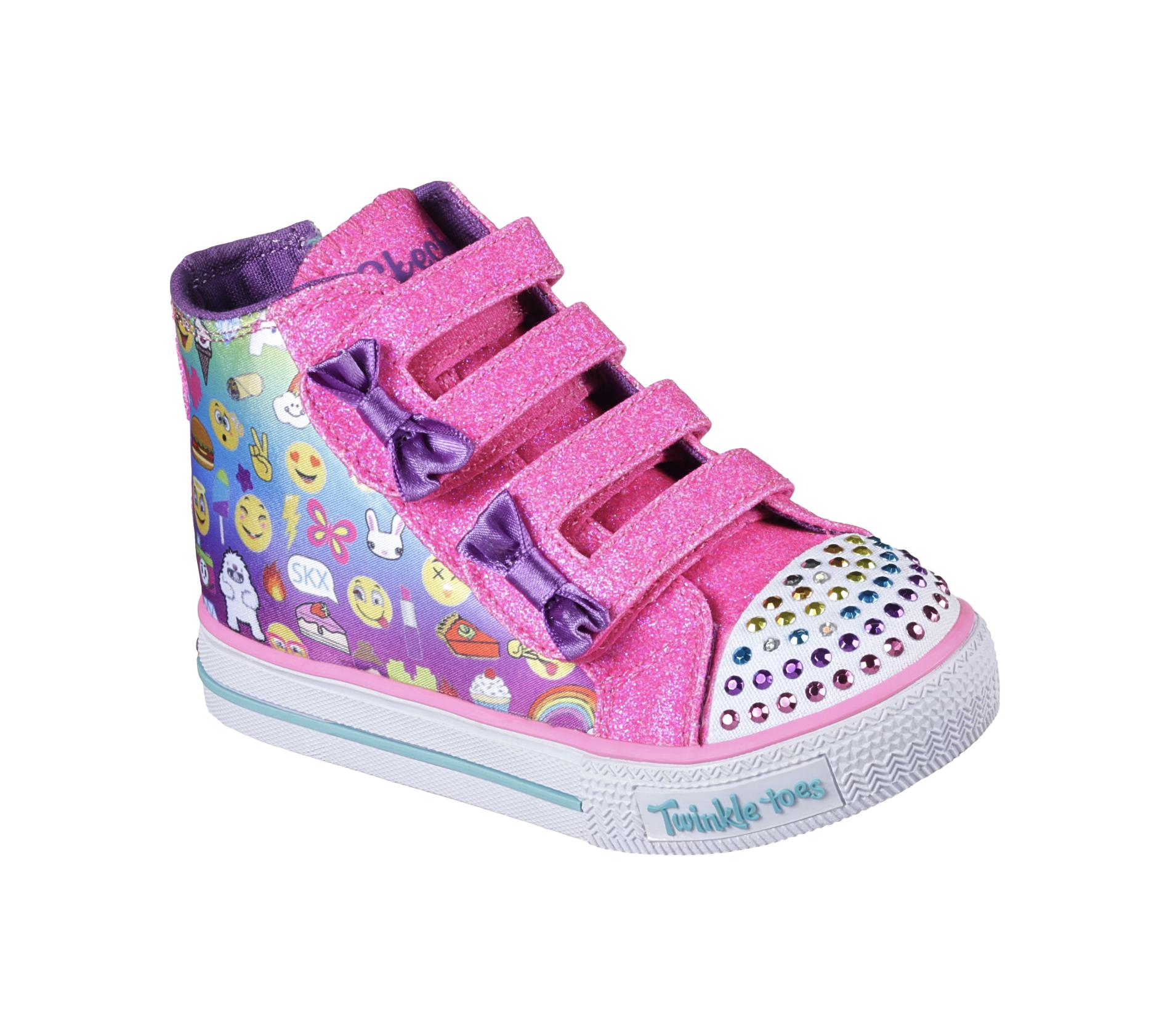 Skechers Toddler Girls' Twinkle Toes Baby Talk Multicolor Light-Up Sneaker