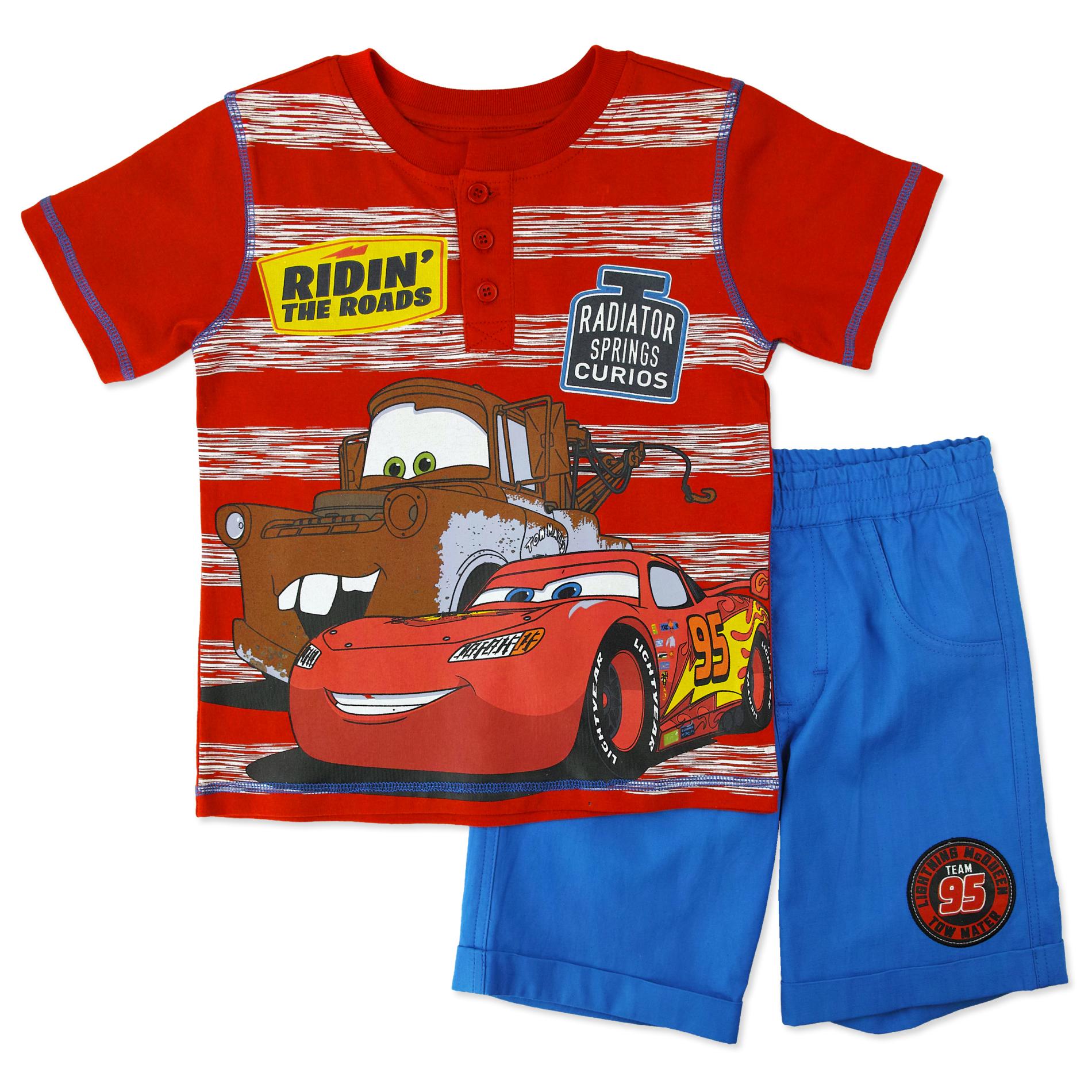 Disney Cars Infant & Toddler Boys' Henley Shirt & Shorts