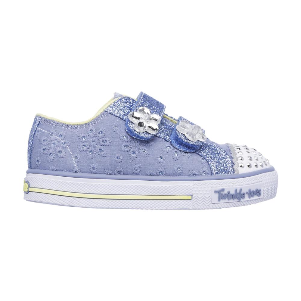 Skechers Toddler Girls' Twinkle Toes Frill Seeker Blue Light-Up Sneaker