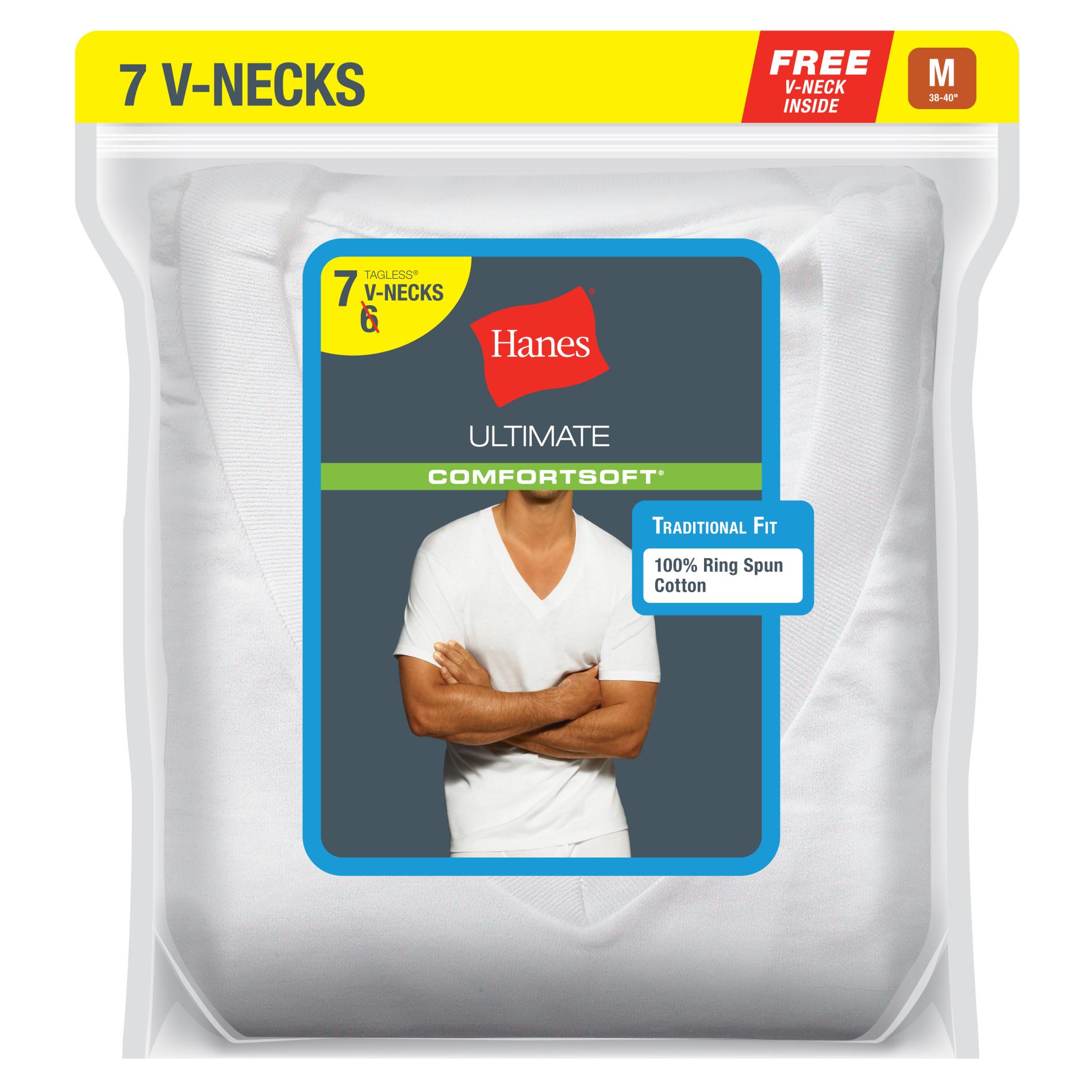 Hanes Men's 7-Pack ComfortSoft V-Neck T-Shirts