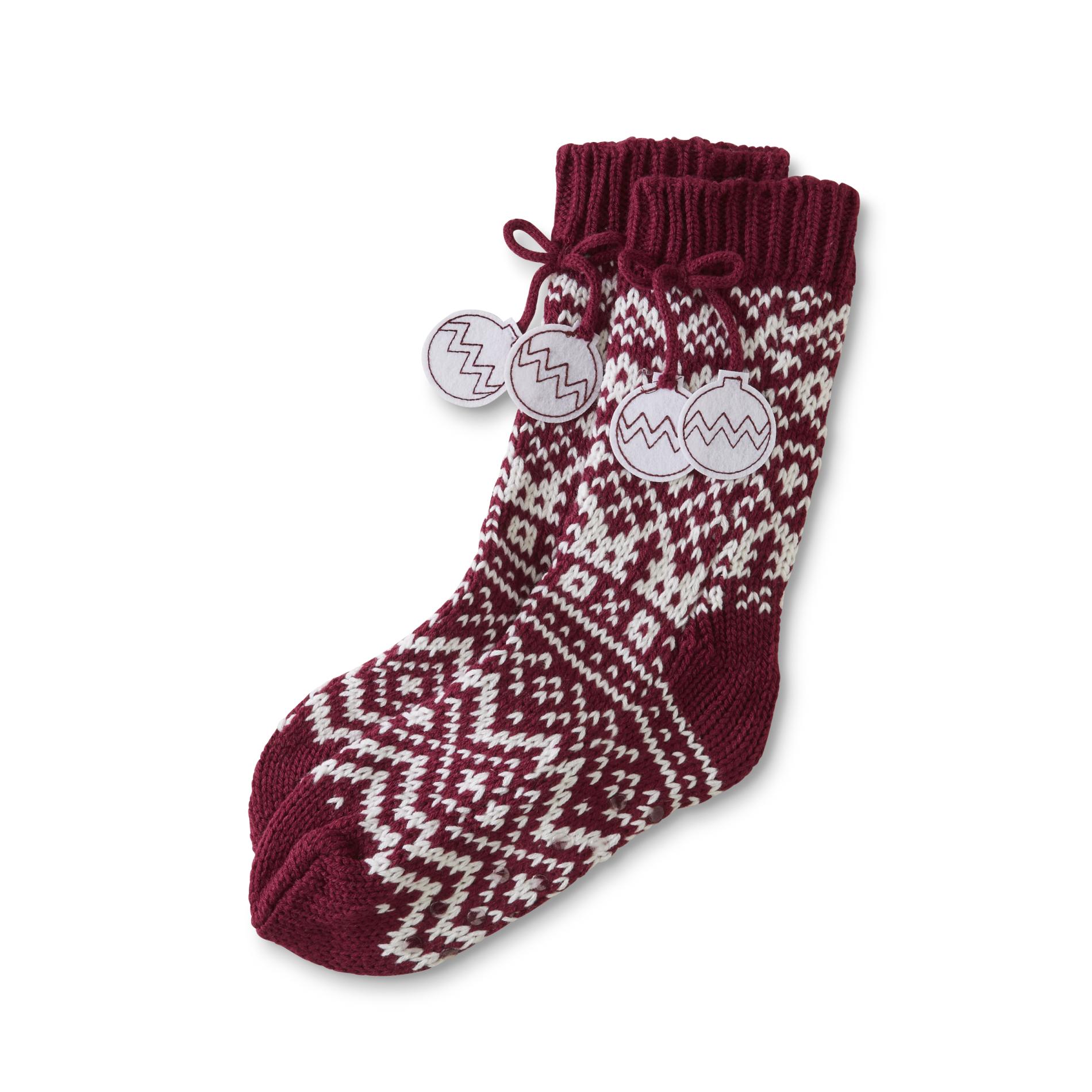 Joe Boxer Women's Christmas Slipper Socks - Fair Isle & Ornament