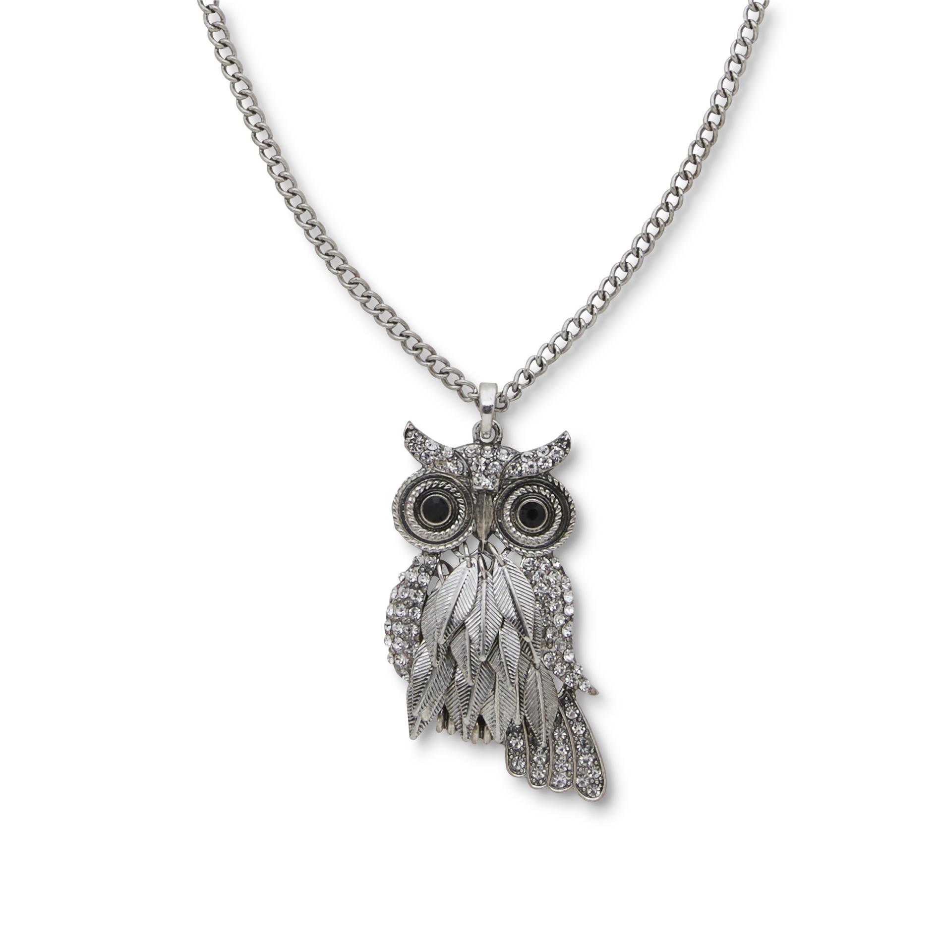 Joe Boxer Women's Silvertone Owl Pendant Necklace
