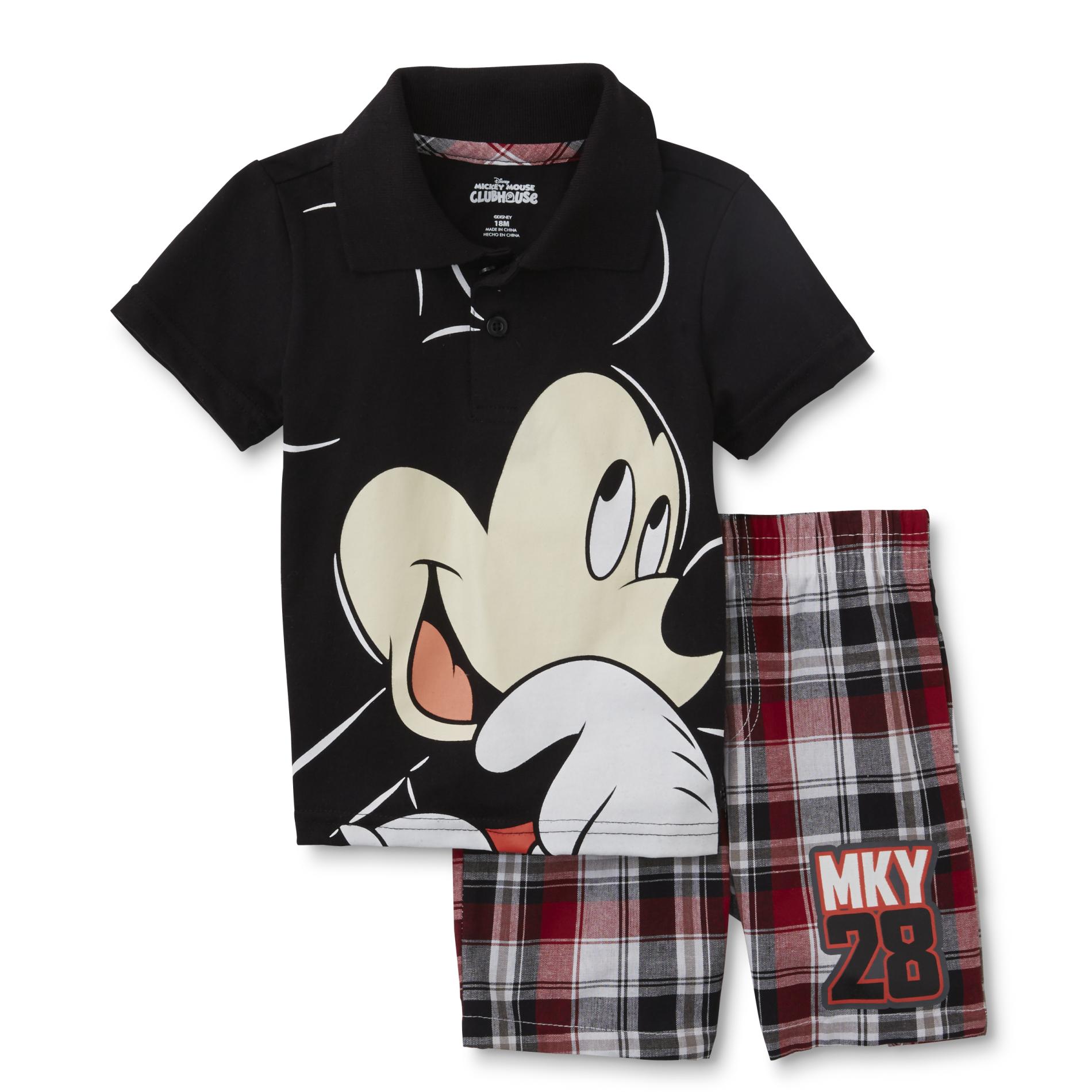 Disney Mickey Mouse Infant & Toddler Boys' Polo Shirt & Shorts - Plaid