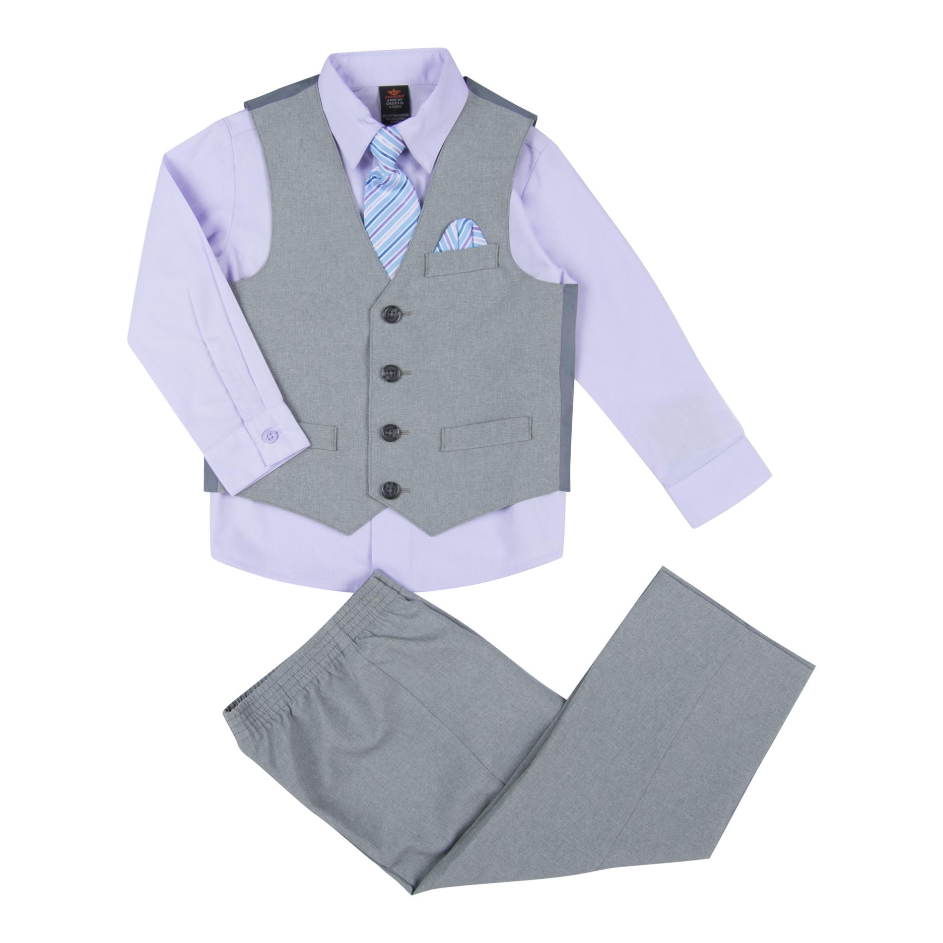 Dockers Boys' Dress Shirt, Vest, Necktie & Pants Striped