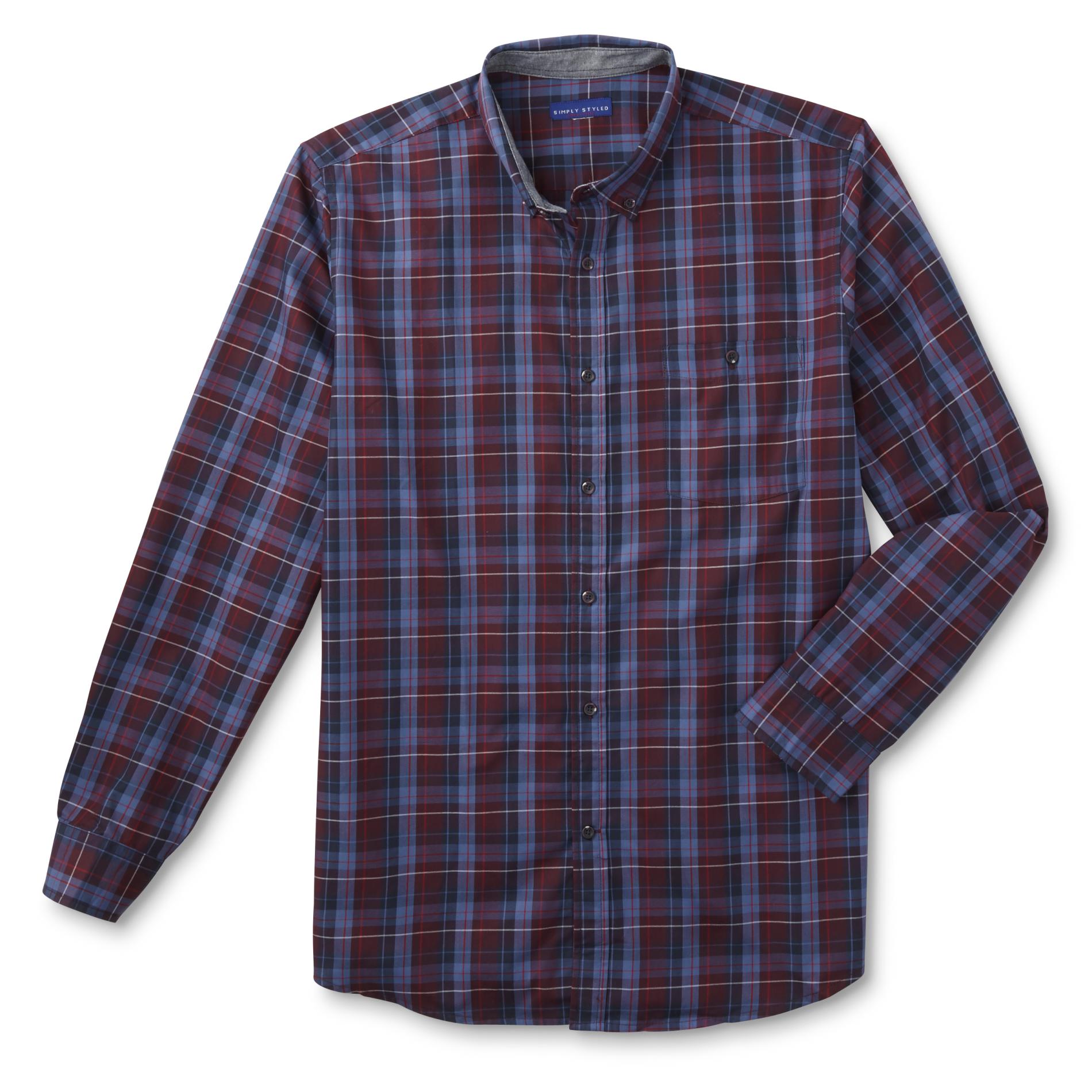 Simply Styled Men's Big & Tall Button-Front Shirt - Plaid
