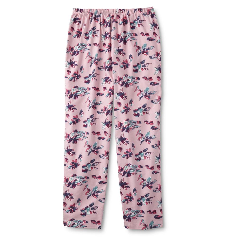 Pink K Women's Flannel Pajama Shirt & Pants - Floral