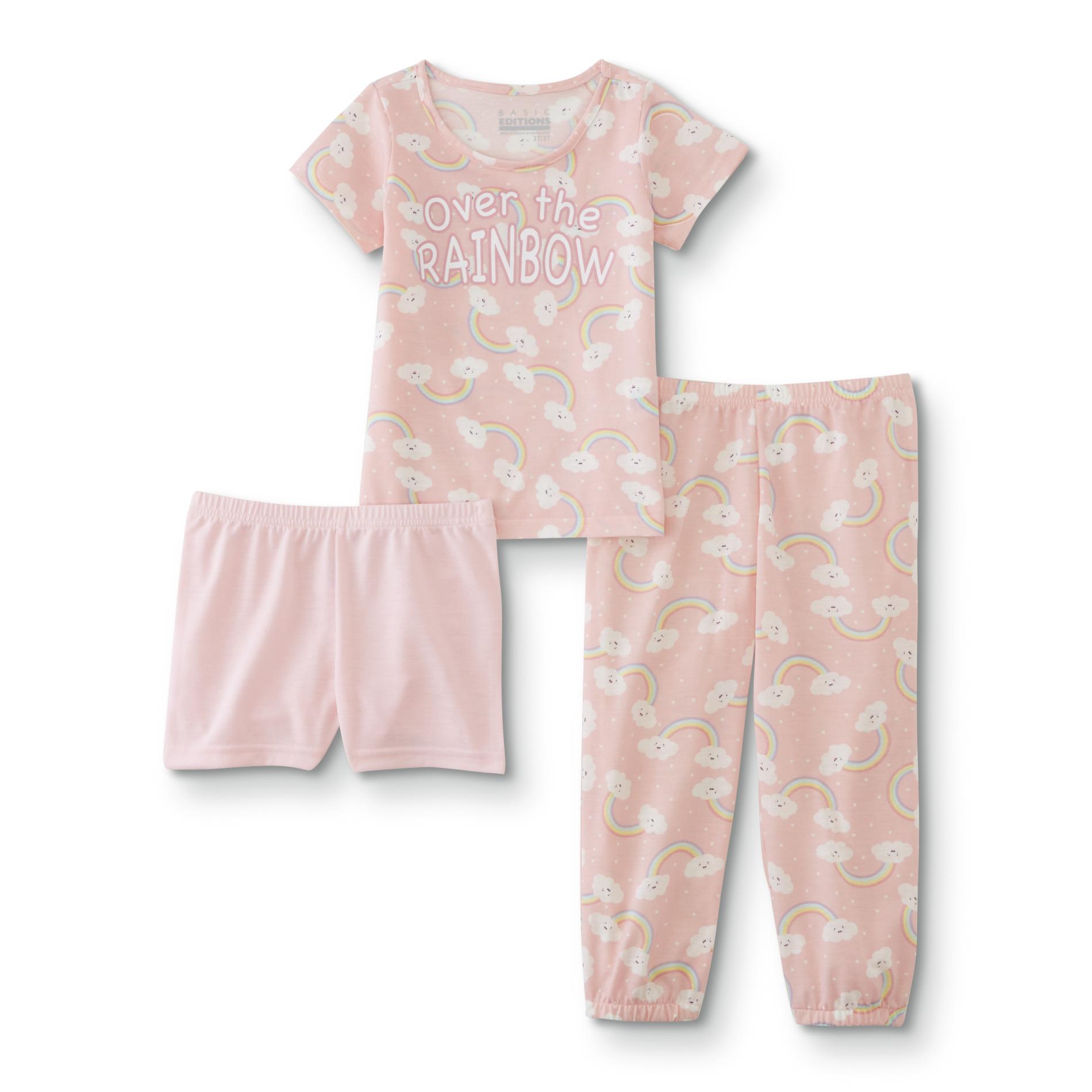Basic Editions Infant & Toddler Girls' Pajama T-Shirt, Pants & Shorts - Rainbow
