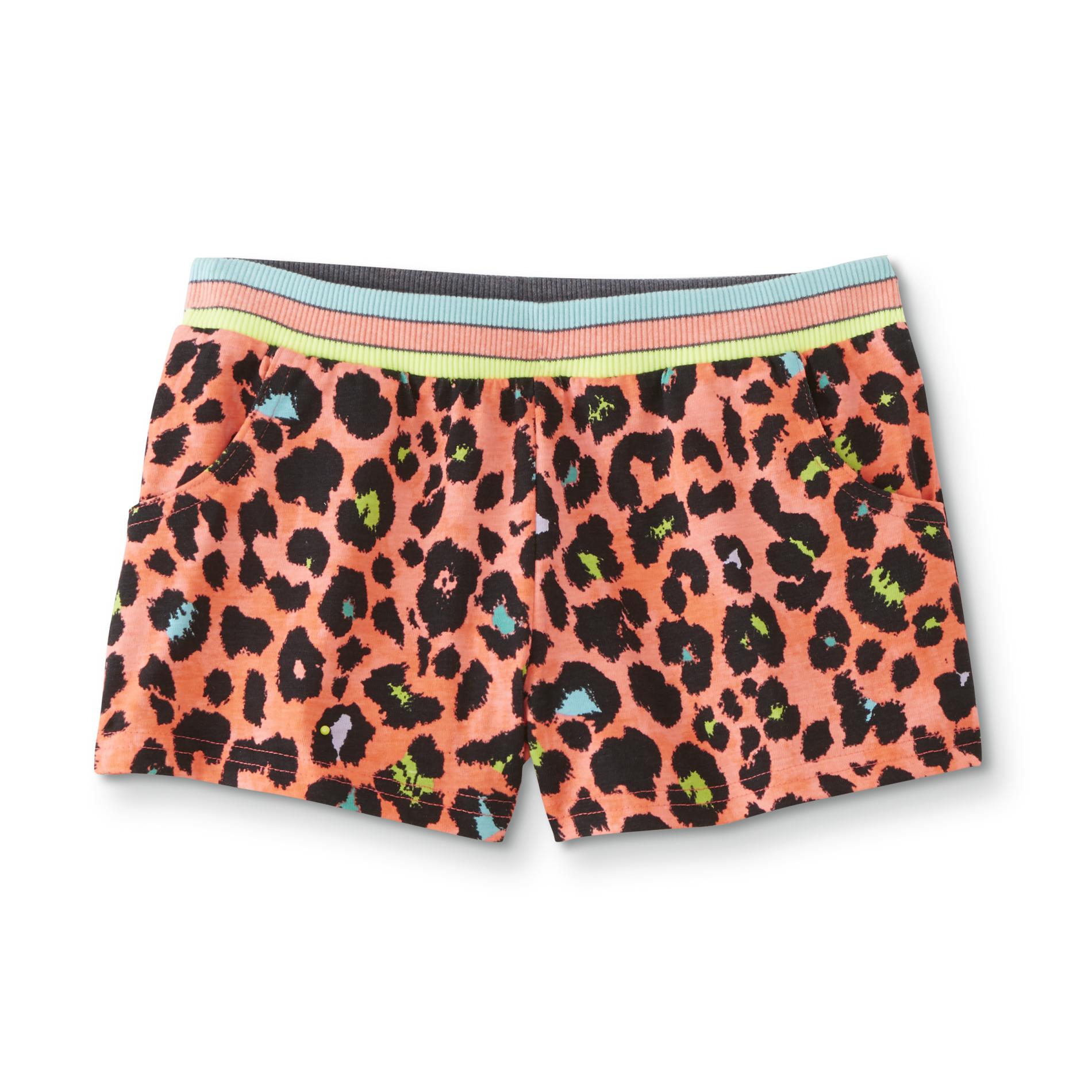 Basic Editions Girls' Knit Shorts - Leopard