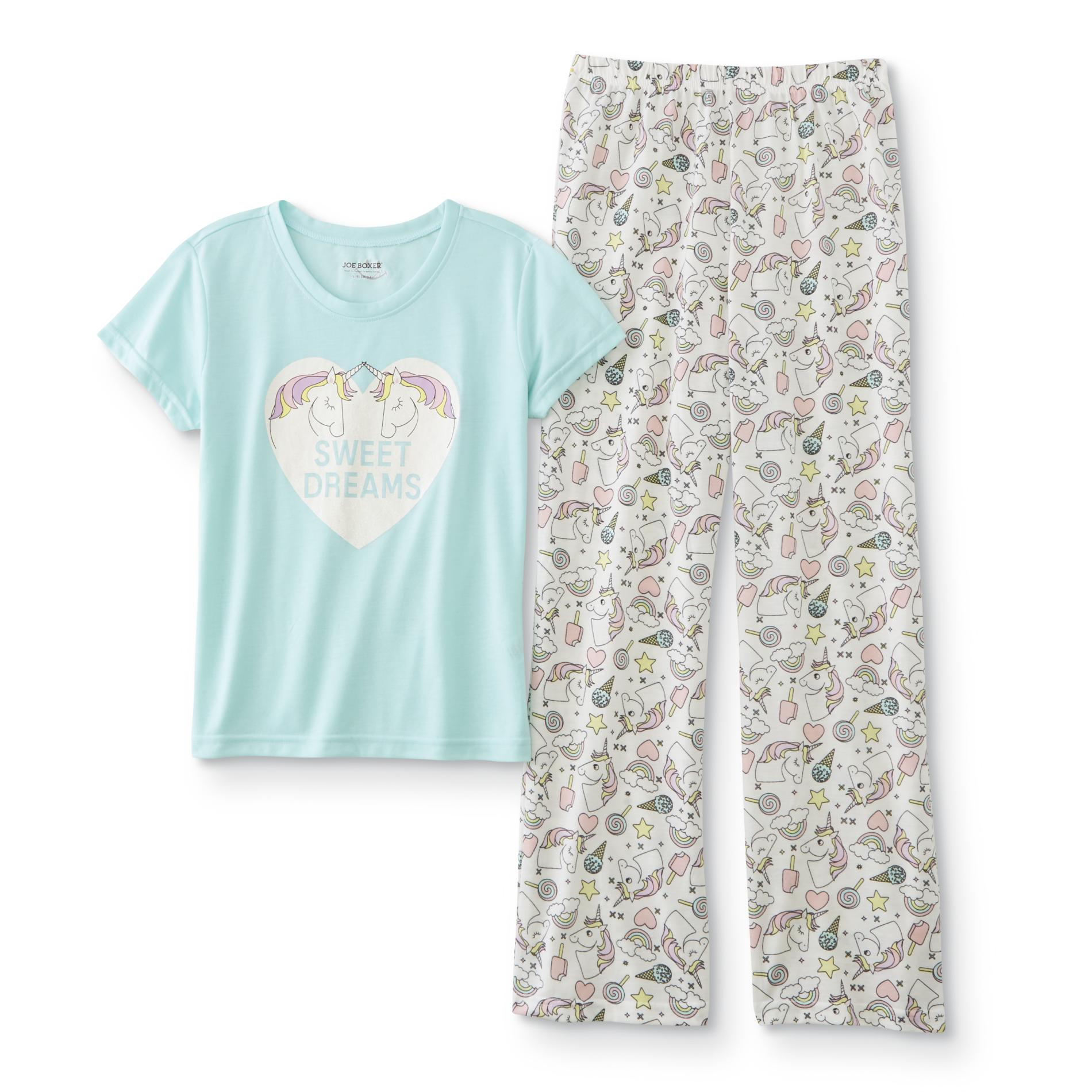 Joe Boxer Girls' Pajama Shirt & Pants - Sweet Dreams Unicorn