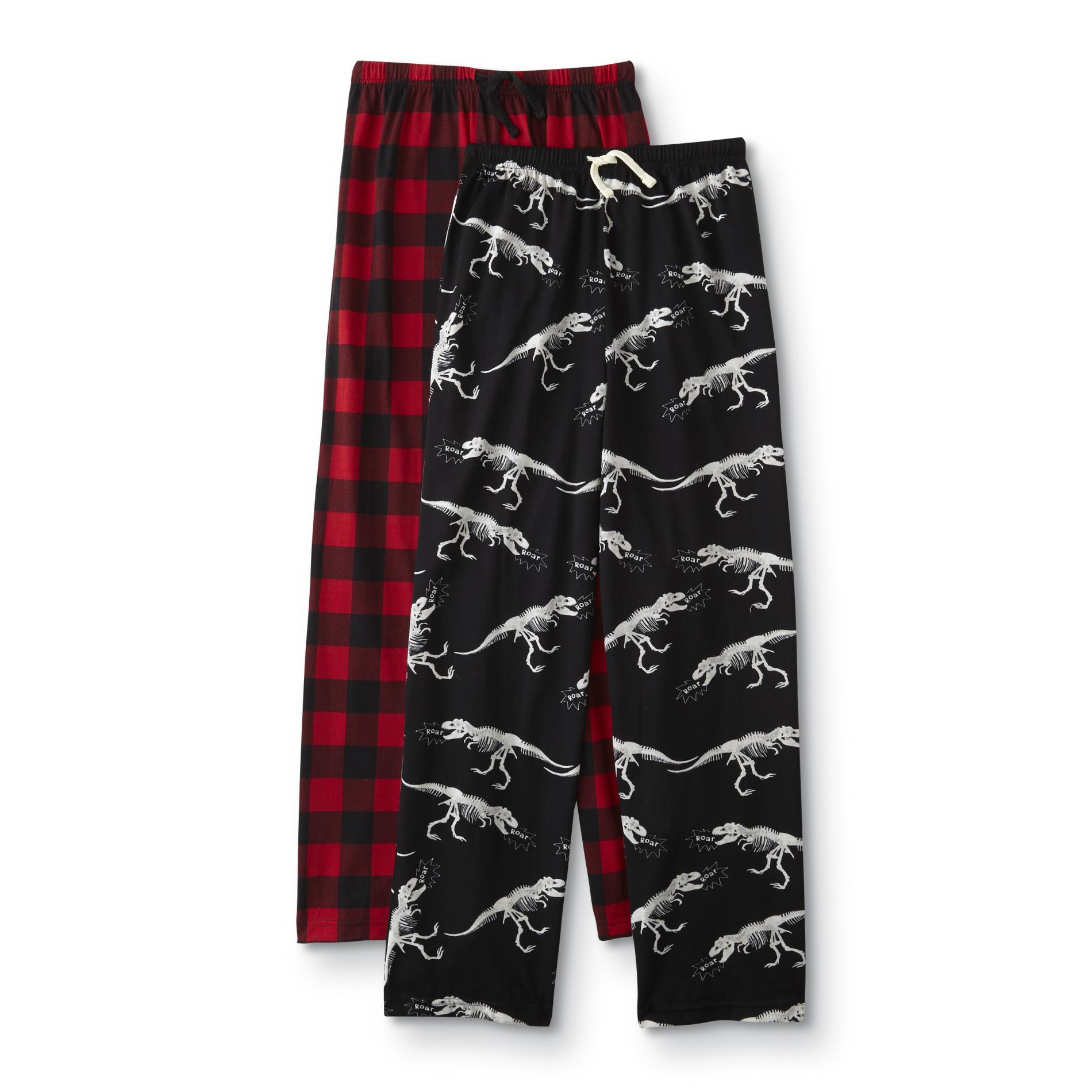 Joe Boxer Boys' 2-Pack Pajama Pants - Dinosaur/Buffalo Check