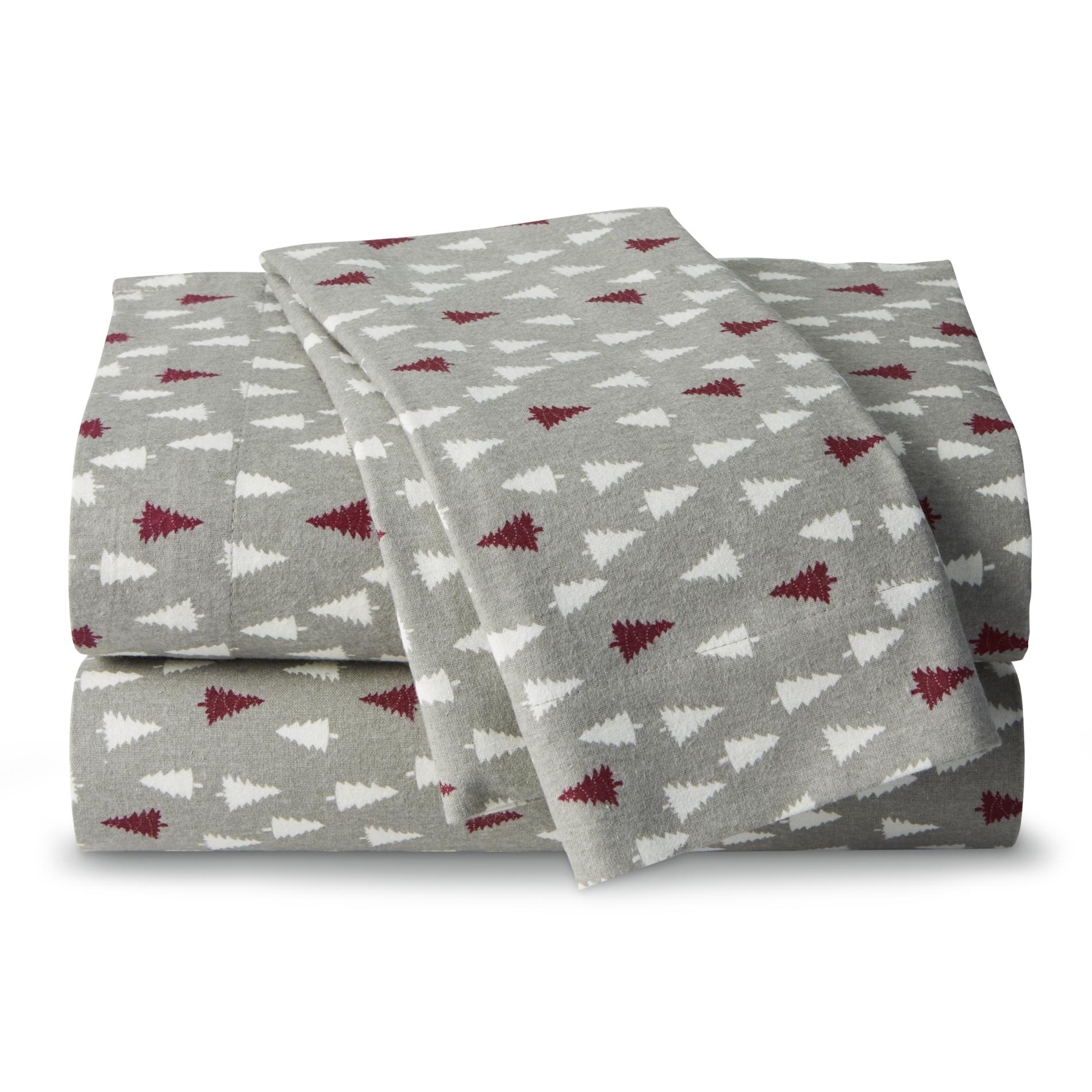 Cannon Flannel Sheet Set - Christmas Trees