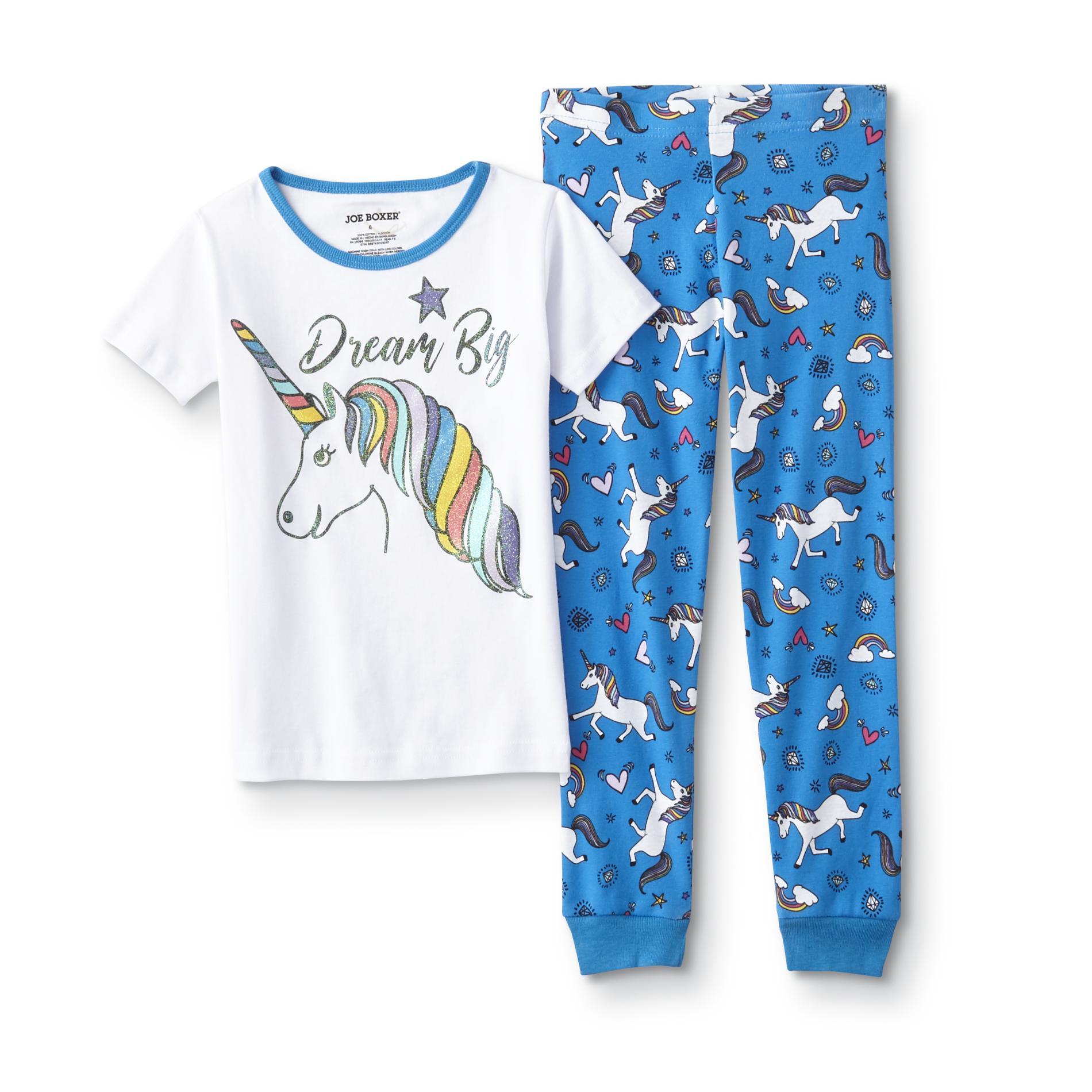 Joe Boxer Girls' Pajama Shirt & Leggings - Unicorn/Rainbows
