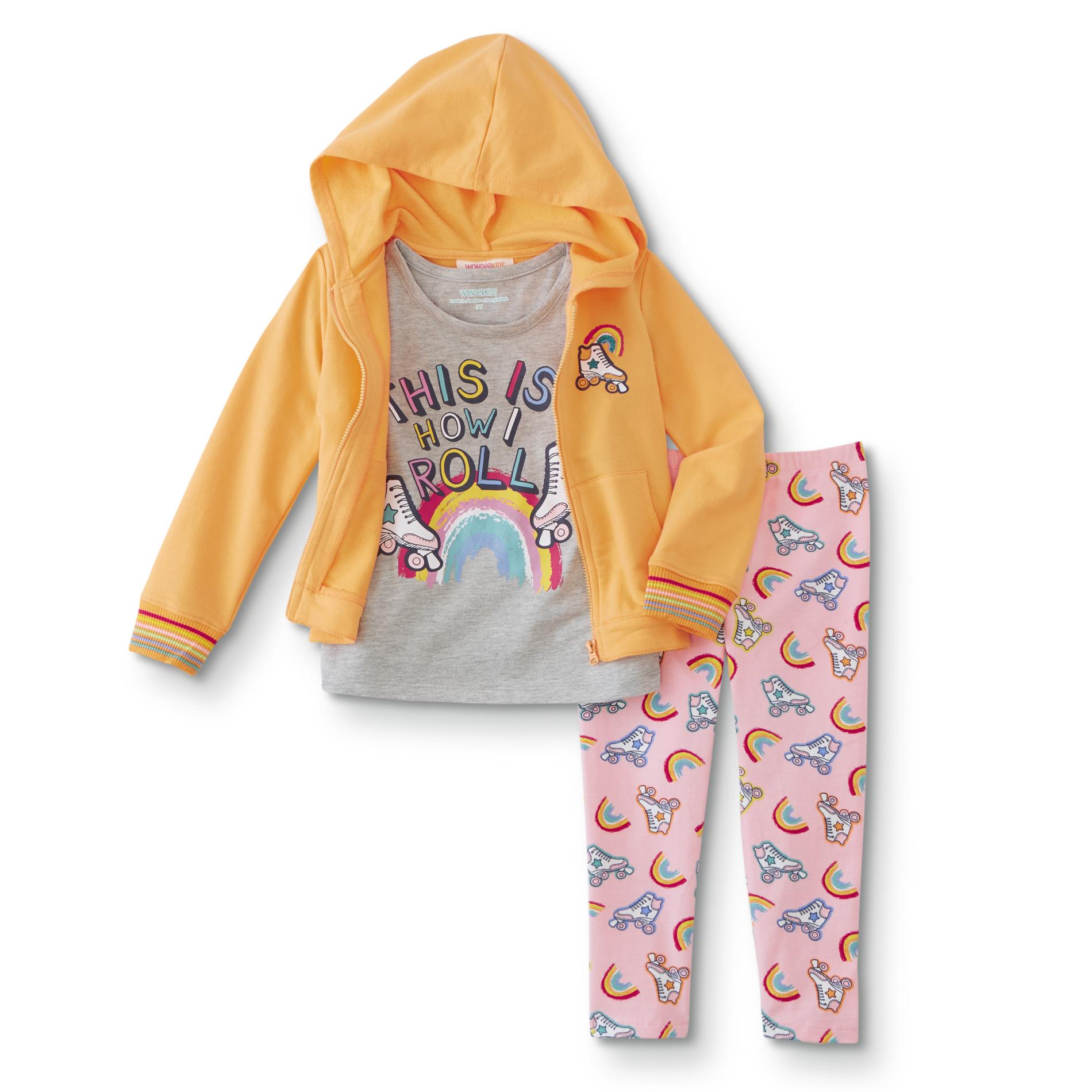 WonderKids Infant & Toddler Girls' T-Shirt, Hoodie Jacket & Leggings - Roller Skates
