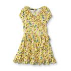 Girls Floral Print Scoop Neck Dress With Ruffles