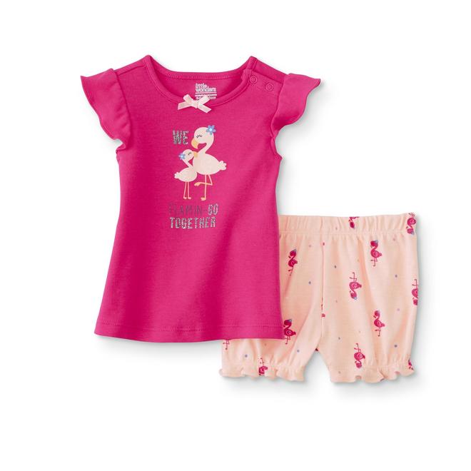 Little Wonders Infant Girls Shirt Shorts Flamingo