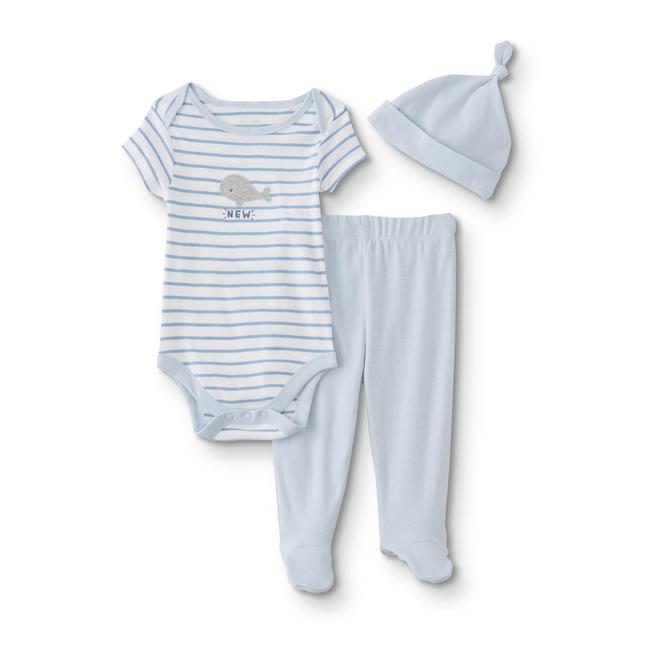 Little Wonders Infant Boys Bodysuit Pants Cap New Whale
