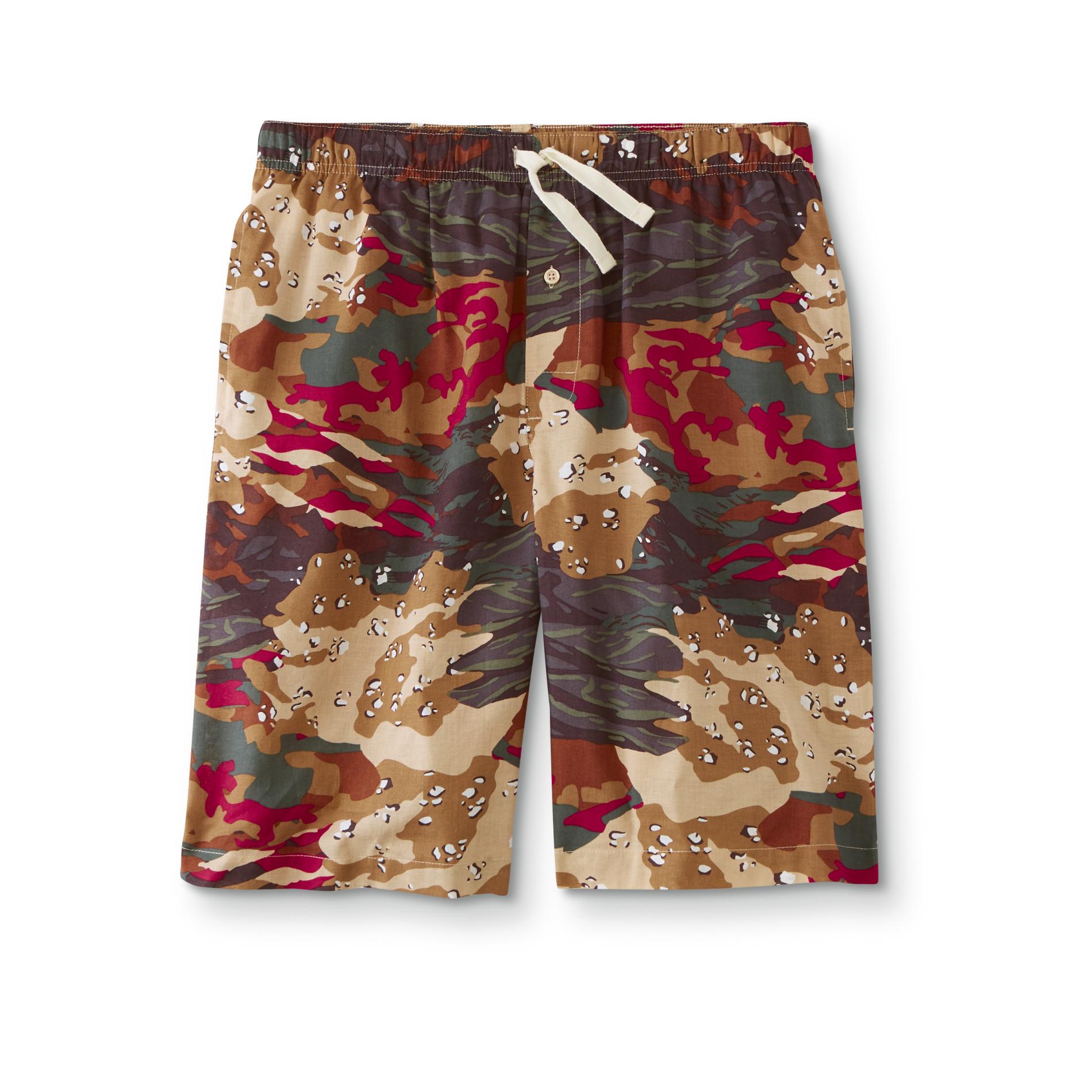 Basic Editions Men's Poplin Sleep Shorts - Camouflage/Animal Print