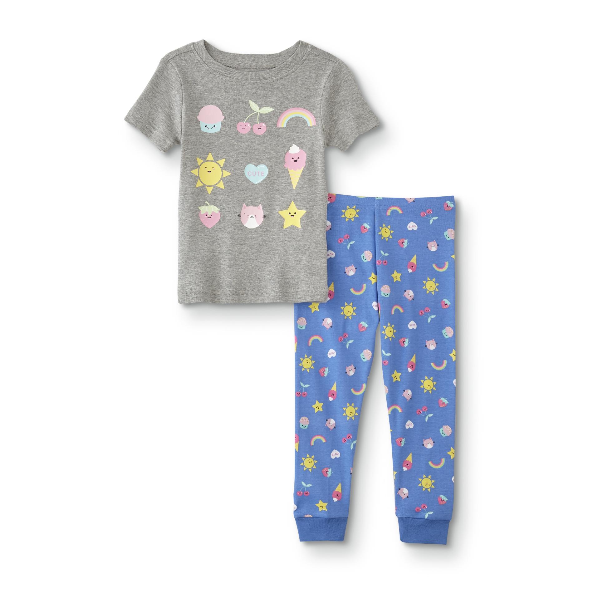 Simply Styled Infant & Toddler Girls' Pajama Shirt & Pants - Cute Fruit & Sweets