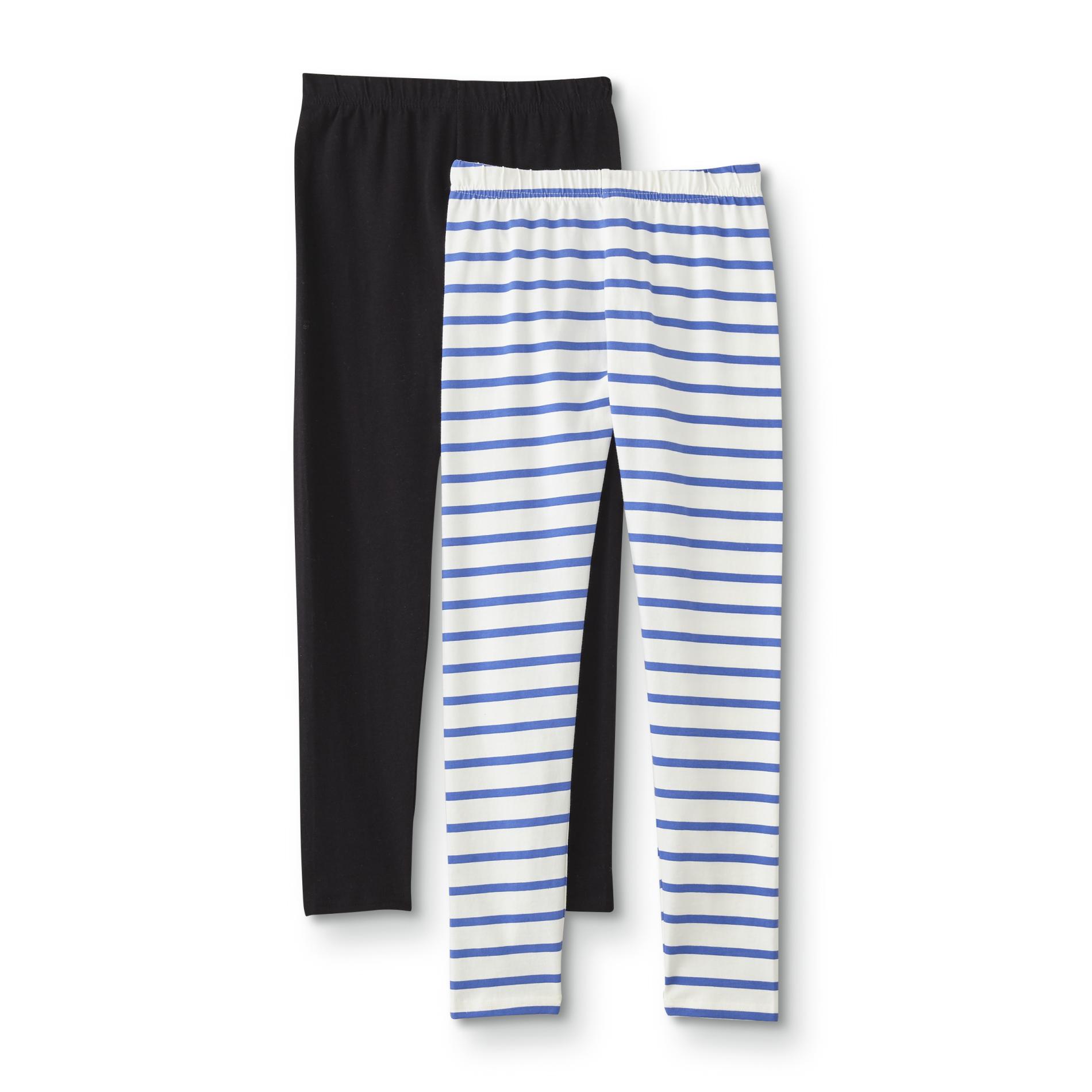 Simply Styled Girls' 2-Pack Leggings - Striped & Solid