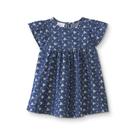 Girls Infant Floral Print Cotton Pleated Short Sleeves Sleeves Dress With Ruffles