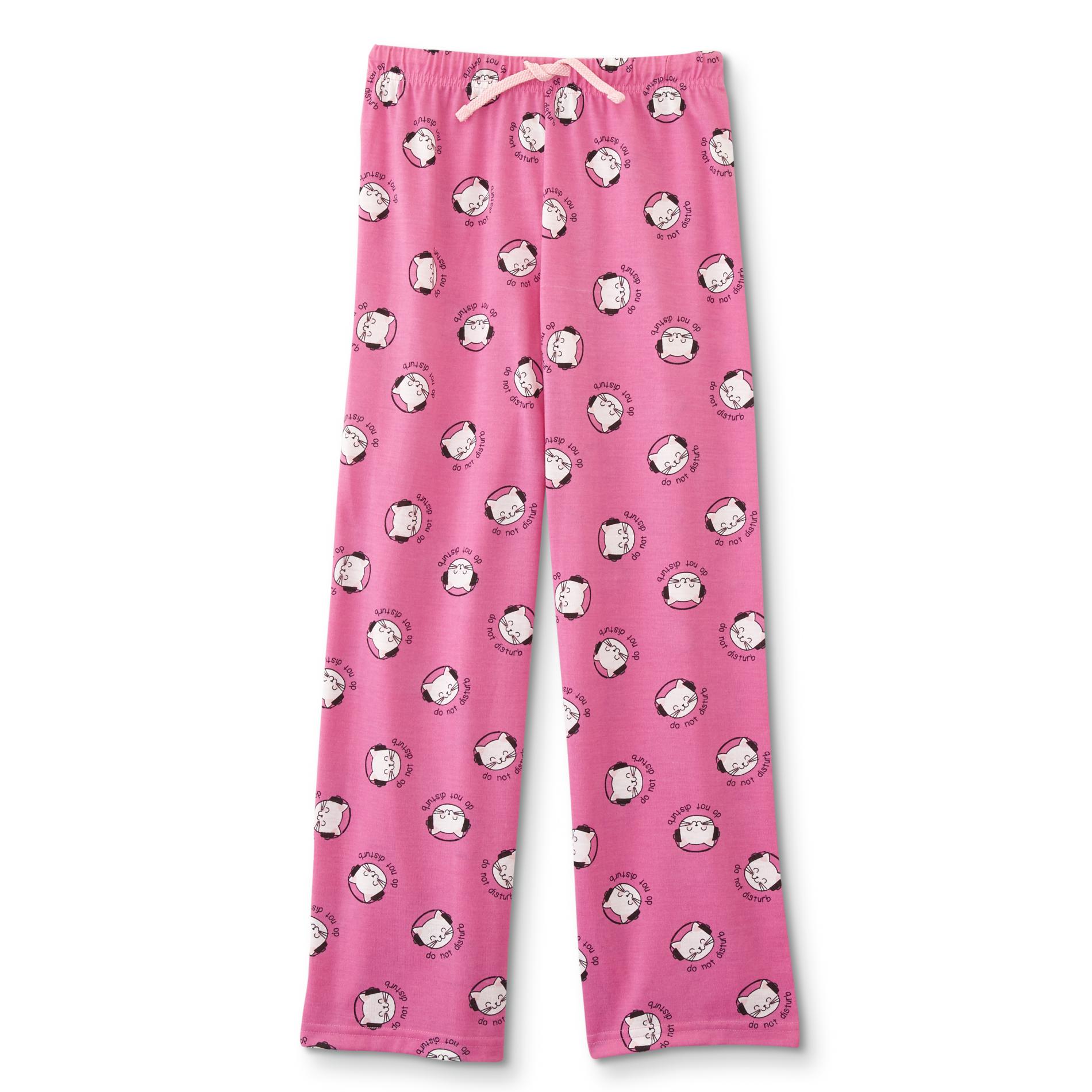 Basic Editions Girls' Pajama Pants - Cats/Do Not Disturb