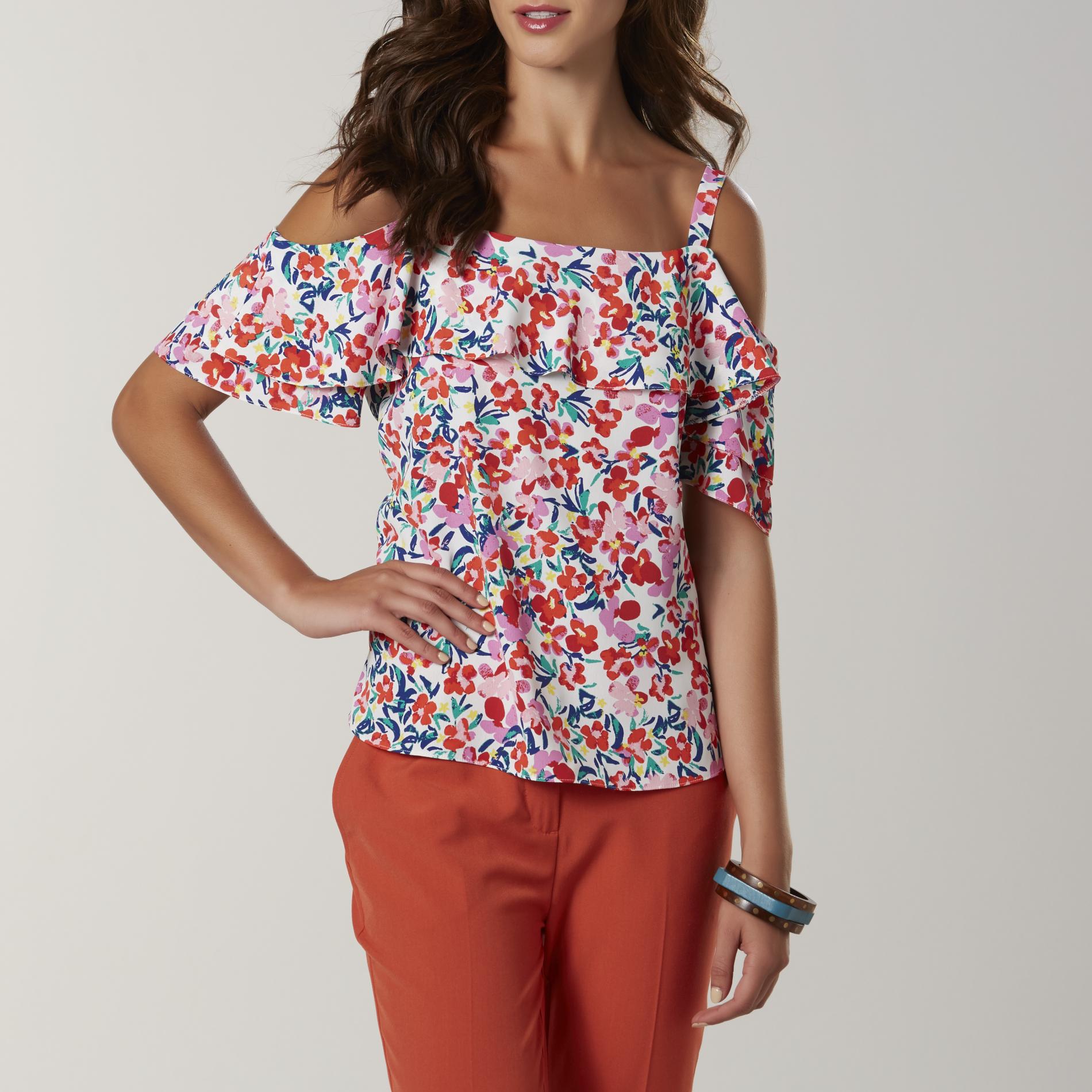Simply Styled Women's Cold Shoulder Top - Floral