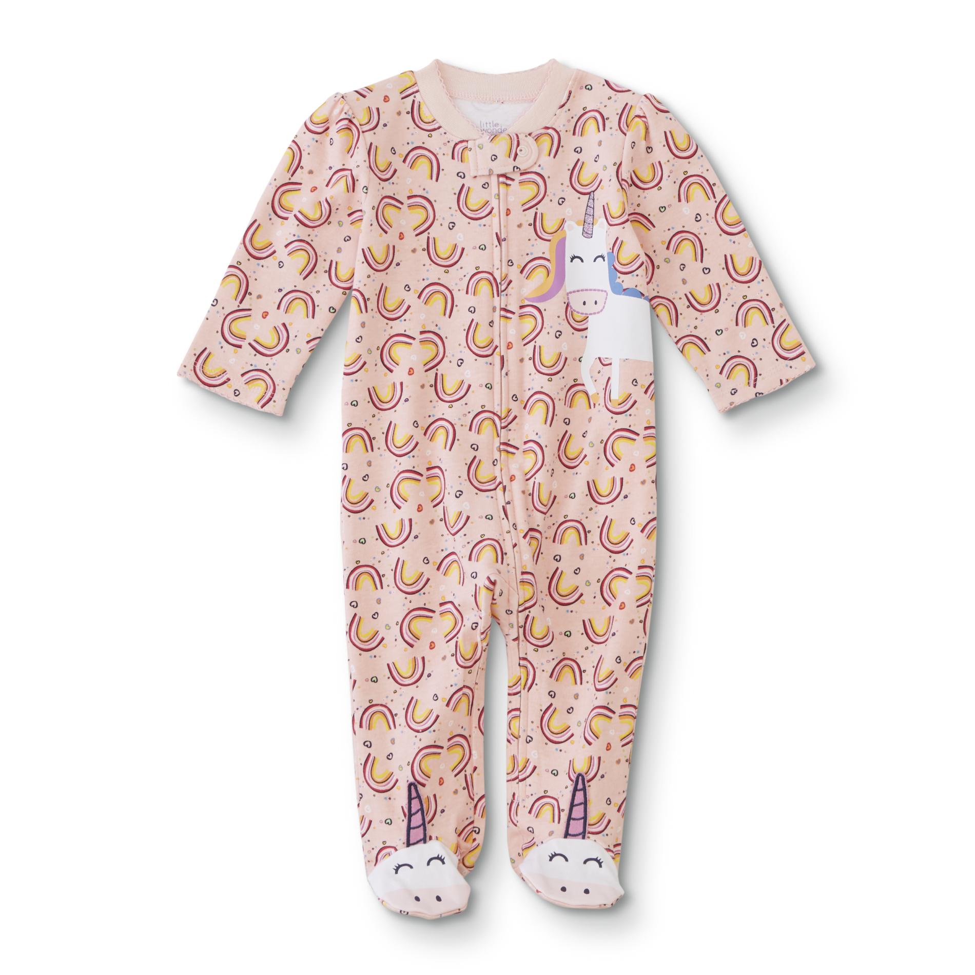 Little Wonders Infant Girls' Footed Pajamas - Rainbow/Unicorn