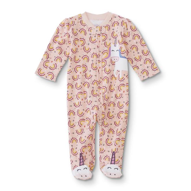 Little Wonders Infant Girls Footed Pajamas Rainbow Unicorn