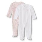 Infant Girls 2 pack Footed Pajamas   Floral/whales/dots