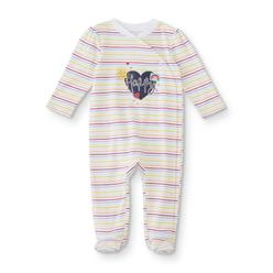 Little Wonders Infant Girls' Footed Sleeper Pajamas - Striped & Happy