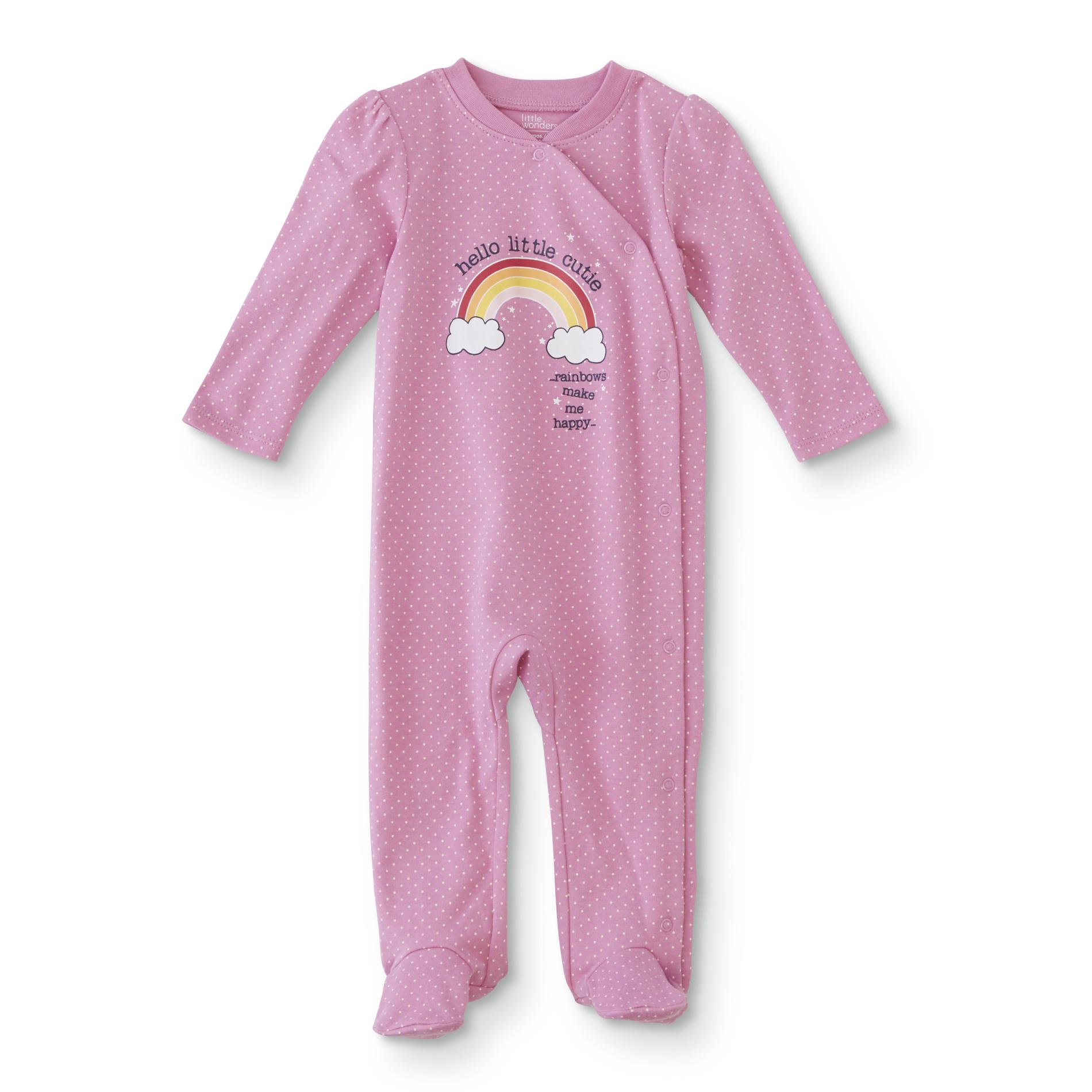Little Wonders Infant Girls' Footed Sleeper Pajamas - Dots & Rainbows