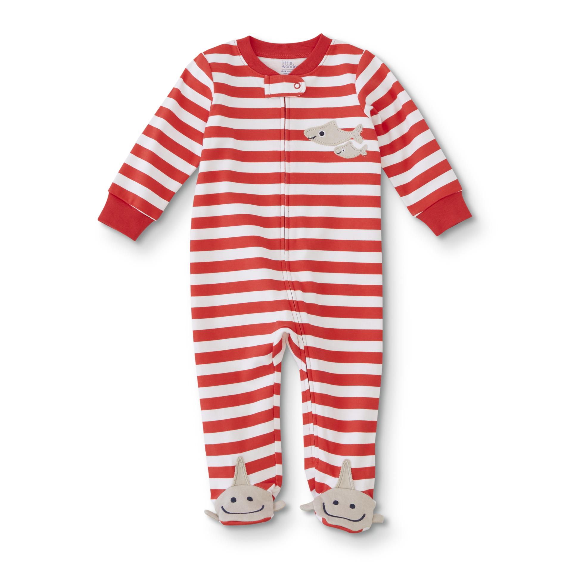 Little Wonders Infant Boys' Footed Pajamas - Shark/Striped