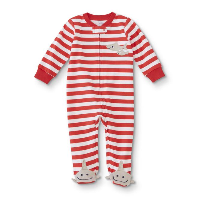 Little Wonders Infant Boys Footed Pajamas Shark Striped