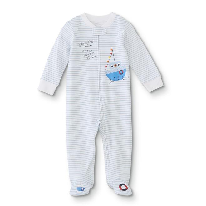 Little Wonders Infant Boys Footed Pajamas Striped Sail