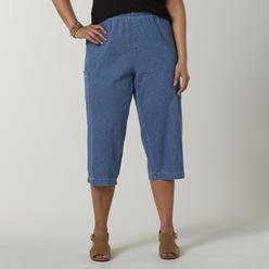 Laura Scott Women's Plus Denim Capri Cargo Pants