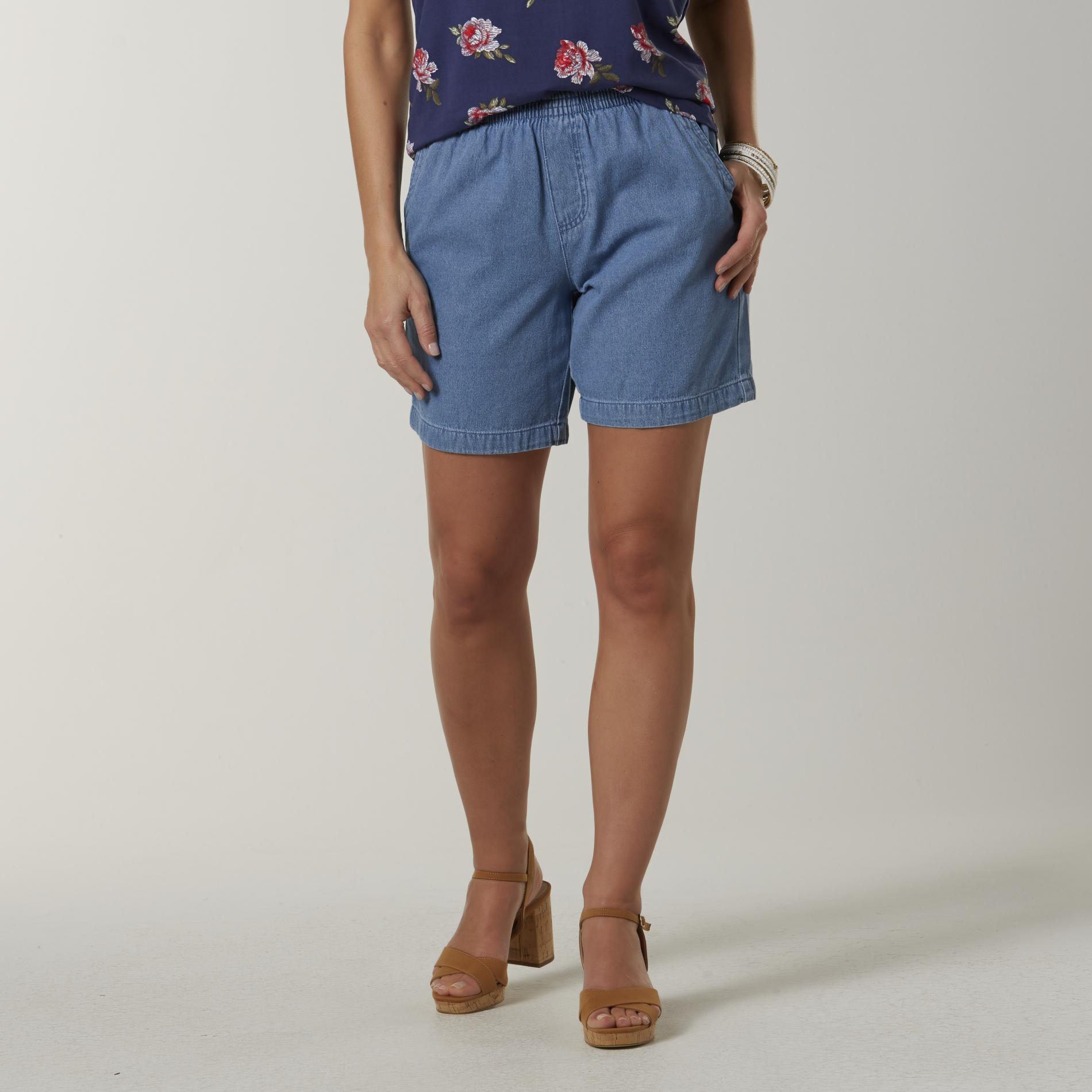 womens elastic waist denim shorts