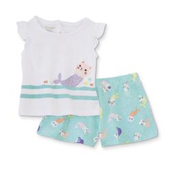 Toughskins Infant & Toddler Girls' T-Shirt & Shorts - Mermaid Kittens