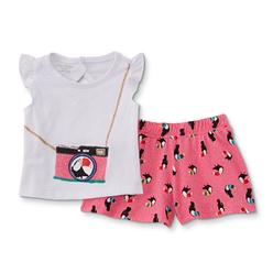 Toughskins  Girls' Infant Toddler Graphic Top & Shorts - Camera/Toucan