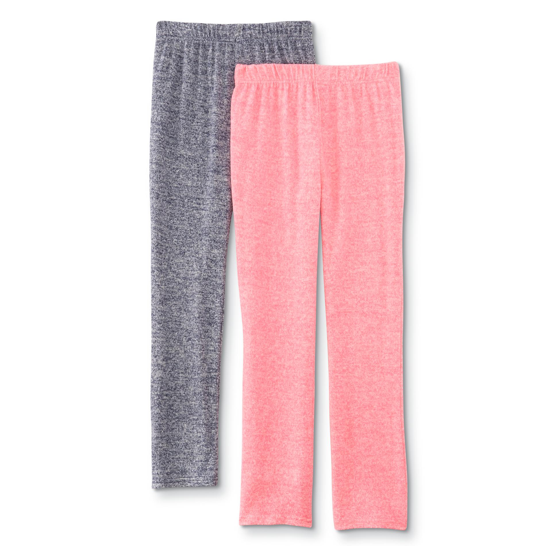 Basic Editions Girls' 2-Pack Knit Pants - Heathered