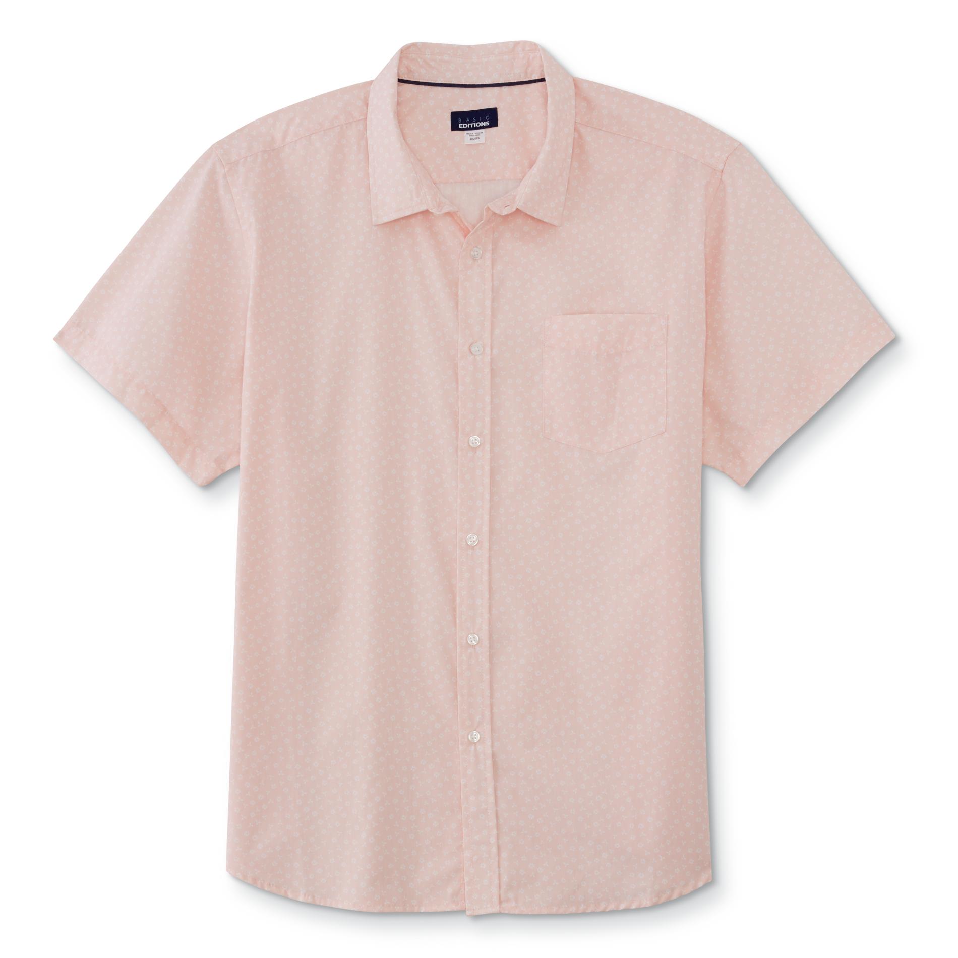 Basic Editions Men's Short-Sleeve Button-Front Shirt - Textured