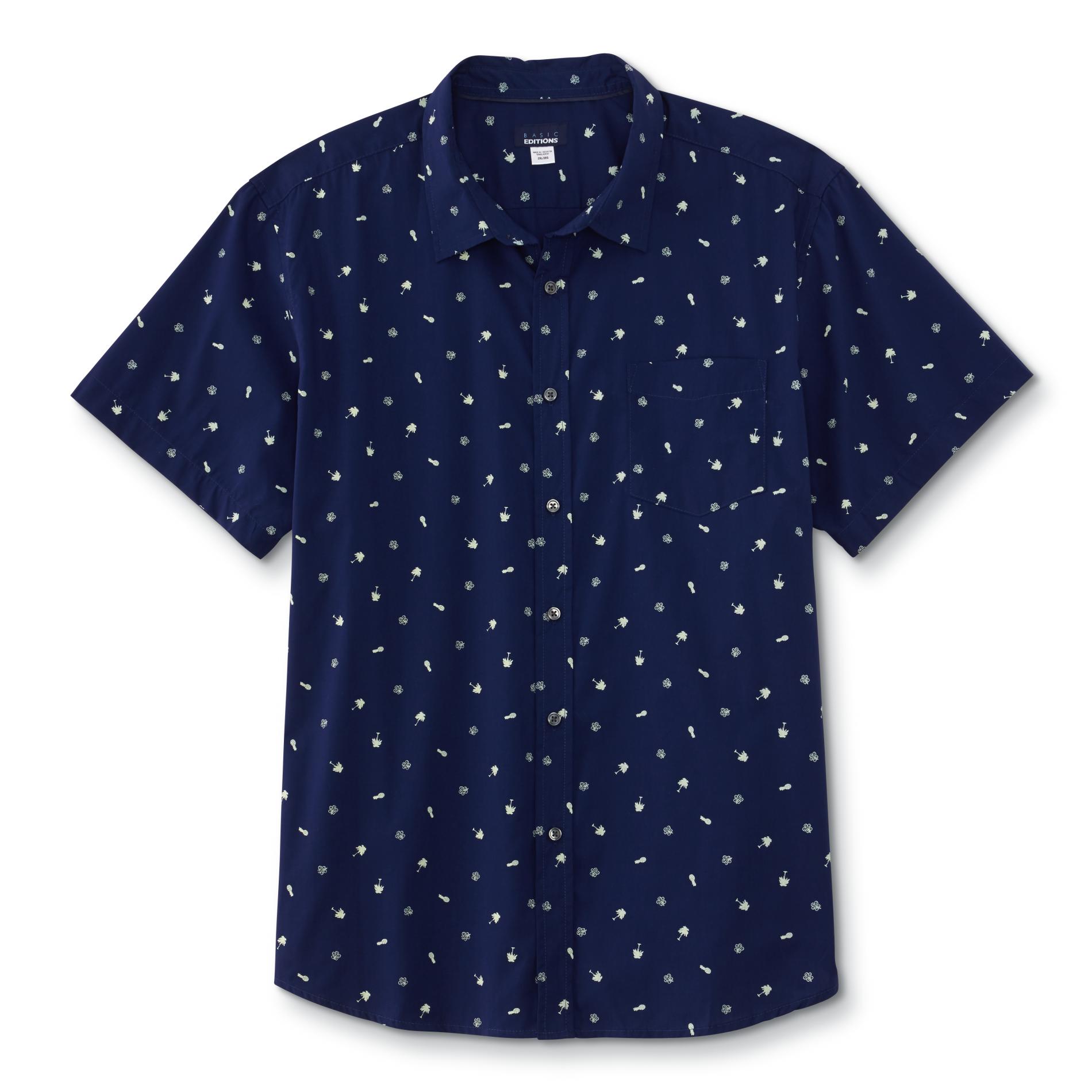Basic Editions Men's Short-Sleeve Button-Front Shirt - Island