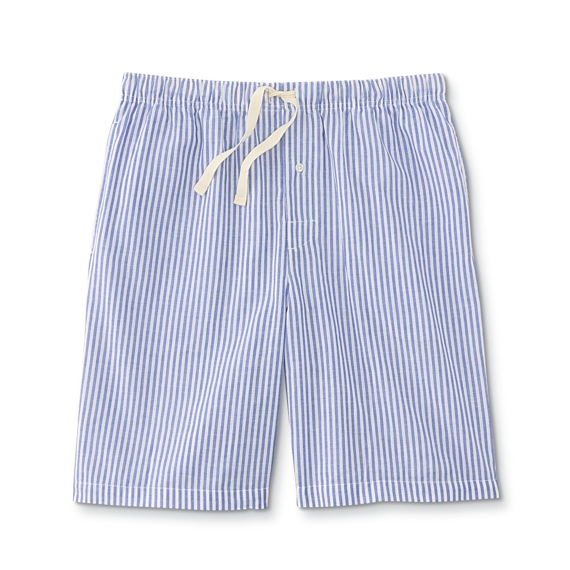 Basic Editions Men's Poplin Sleep Shorts - Striped