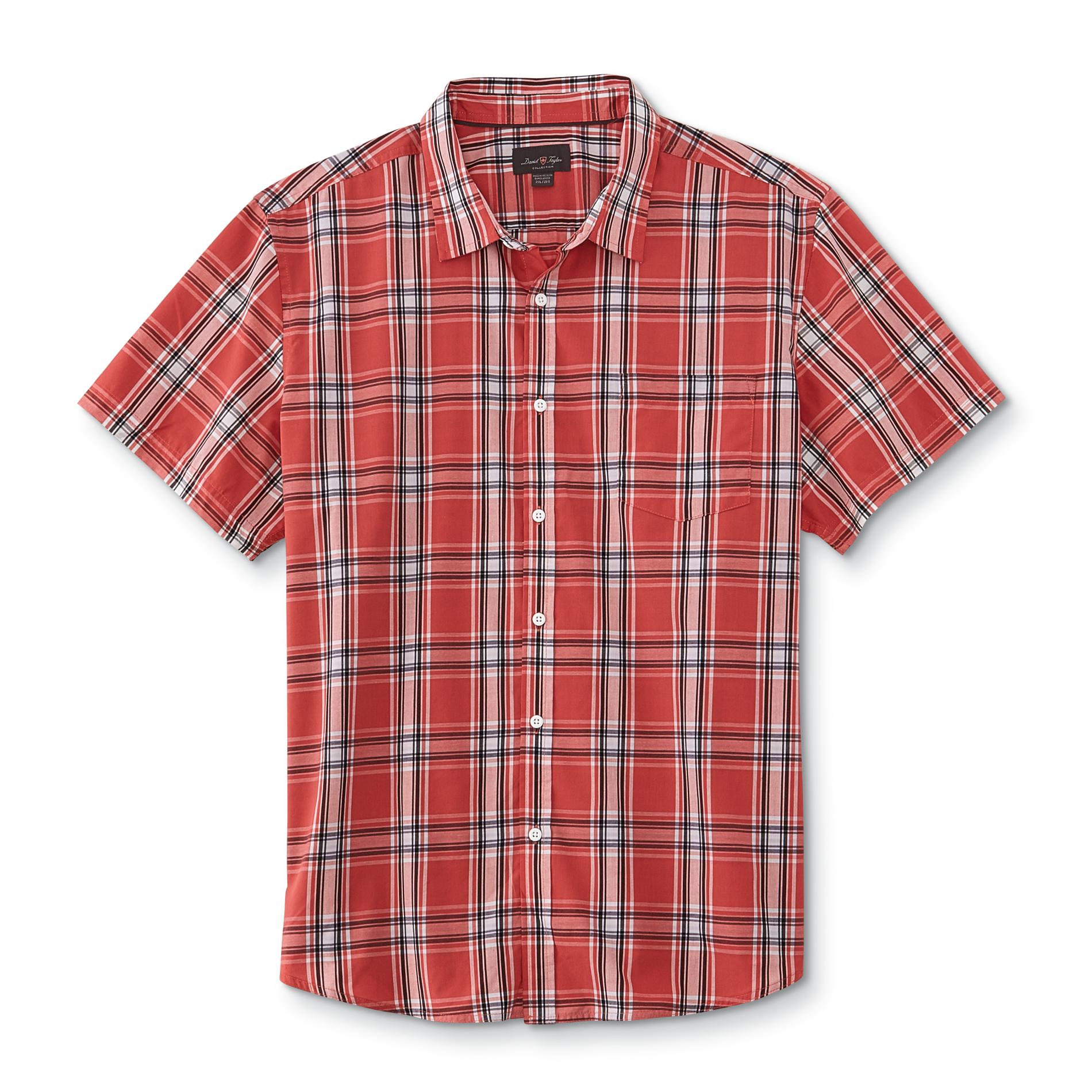 David Taylor Collection Men's Short-Sleeve Oxford Shirt - Plaid