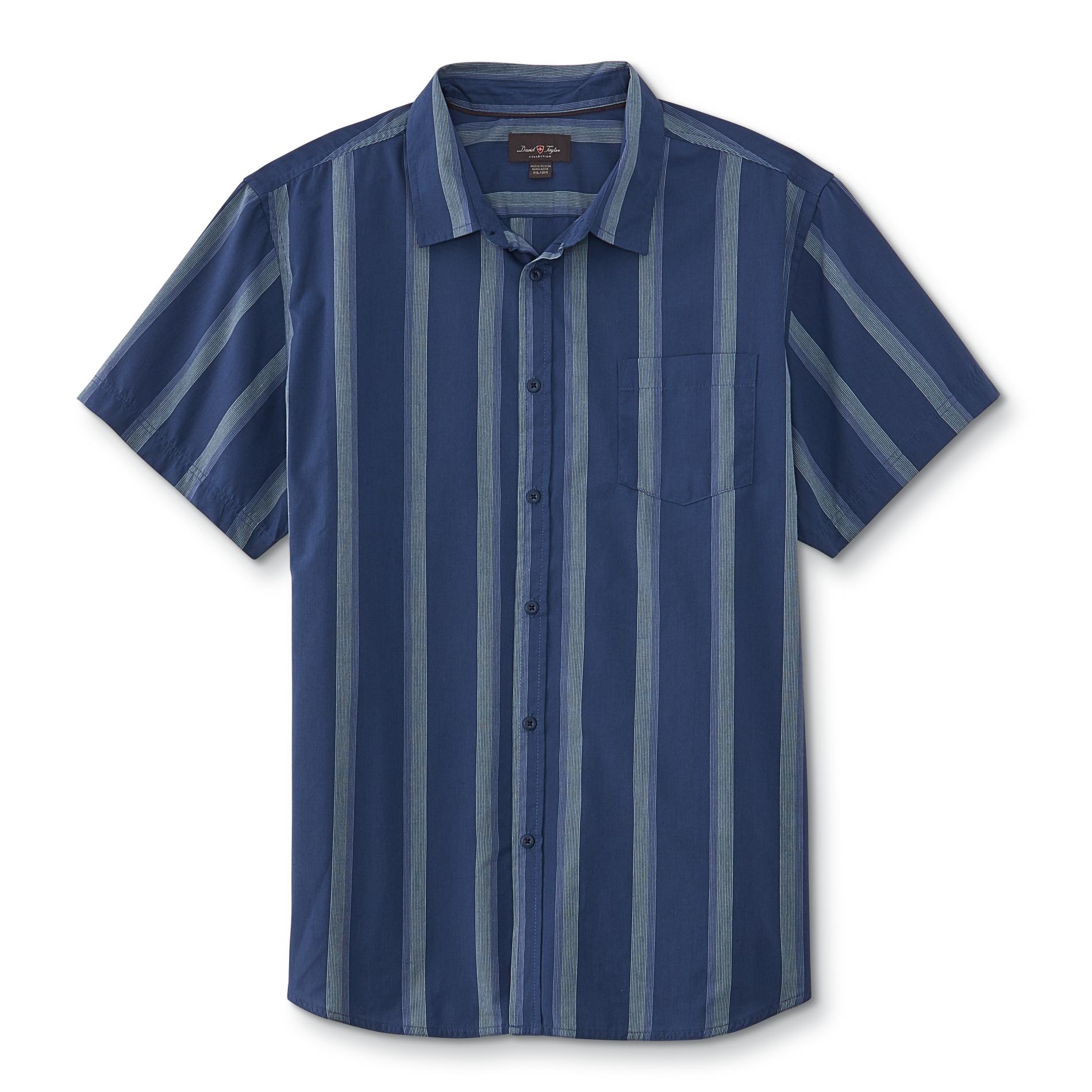David Taylor Collection Men's Short-Sleeve Oxford Shirt - Striped