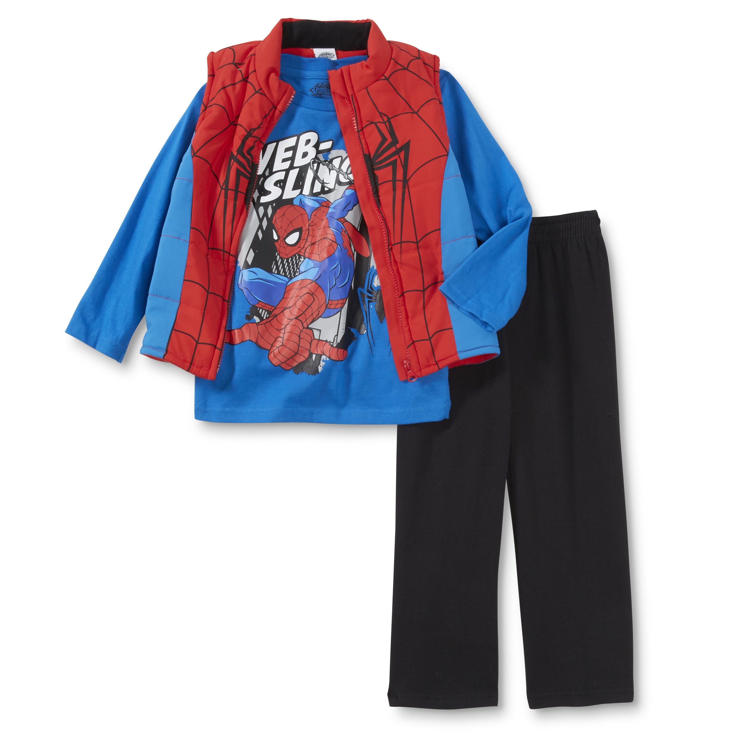 Marvel Ultimate Spider-Man Toddler Boys' Puffer Vest, T-Shirt & Pants